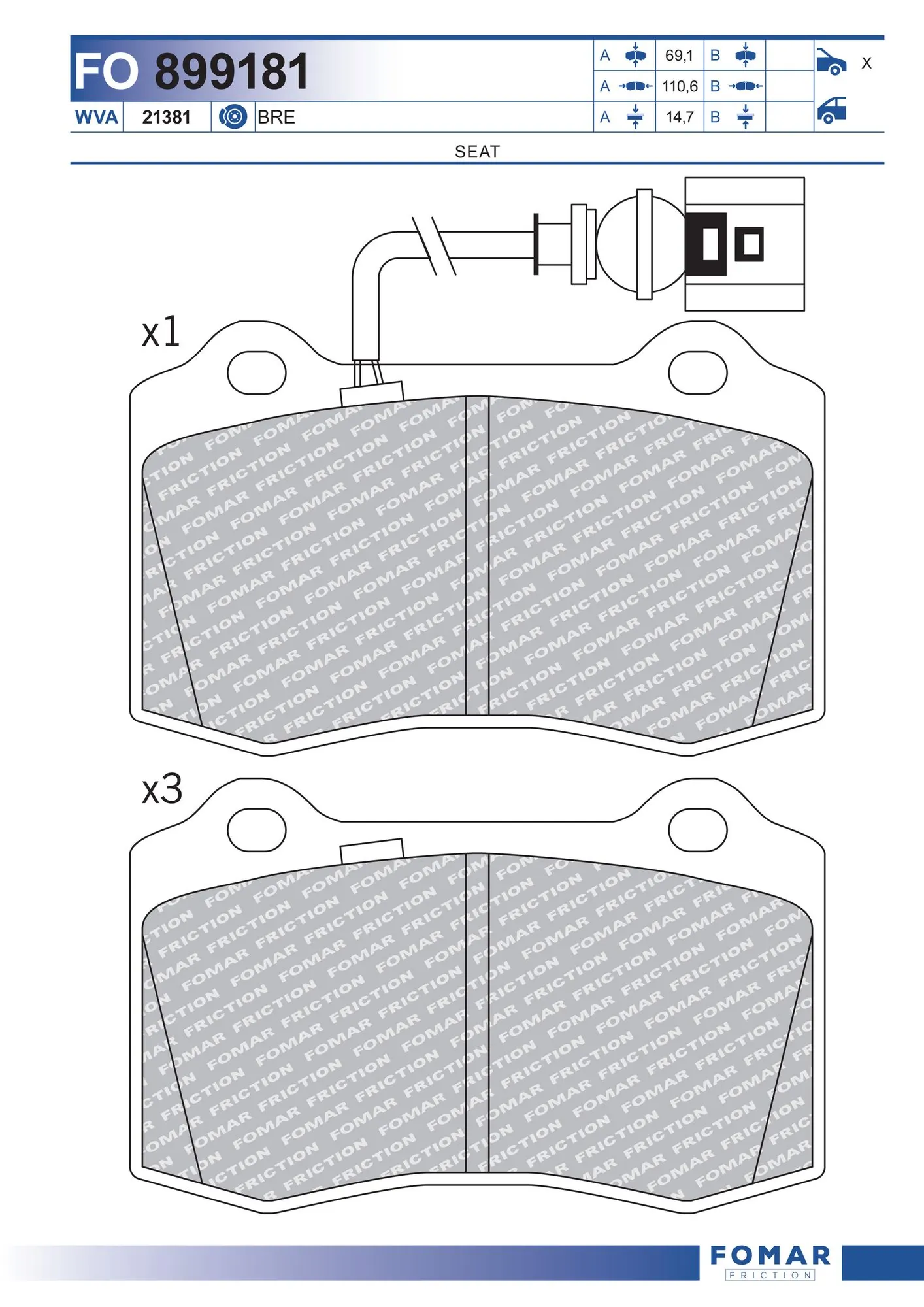 Brake Pad Set, disc brake FO 899181