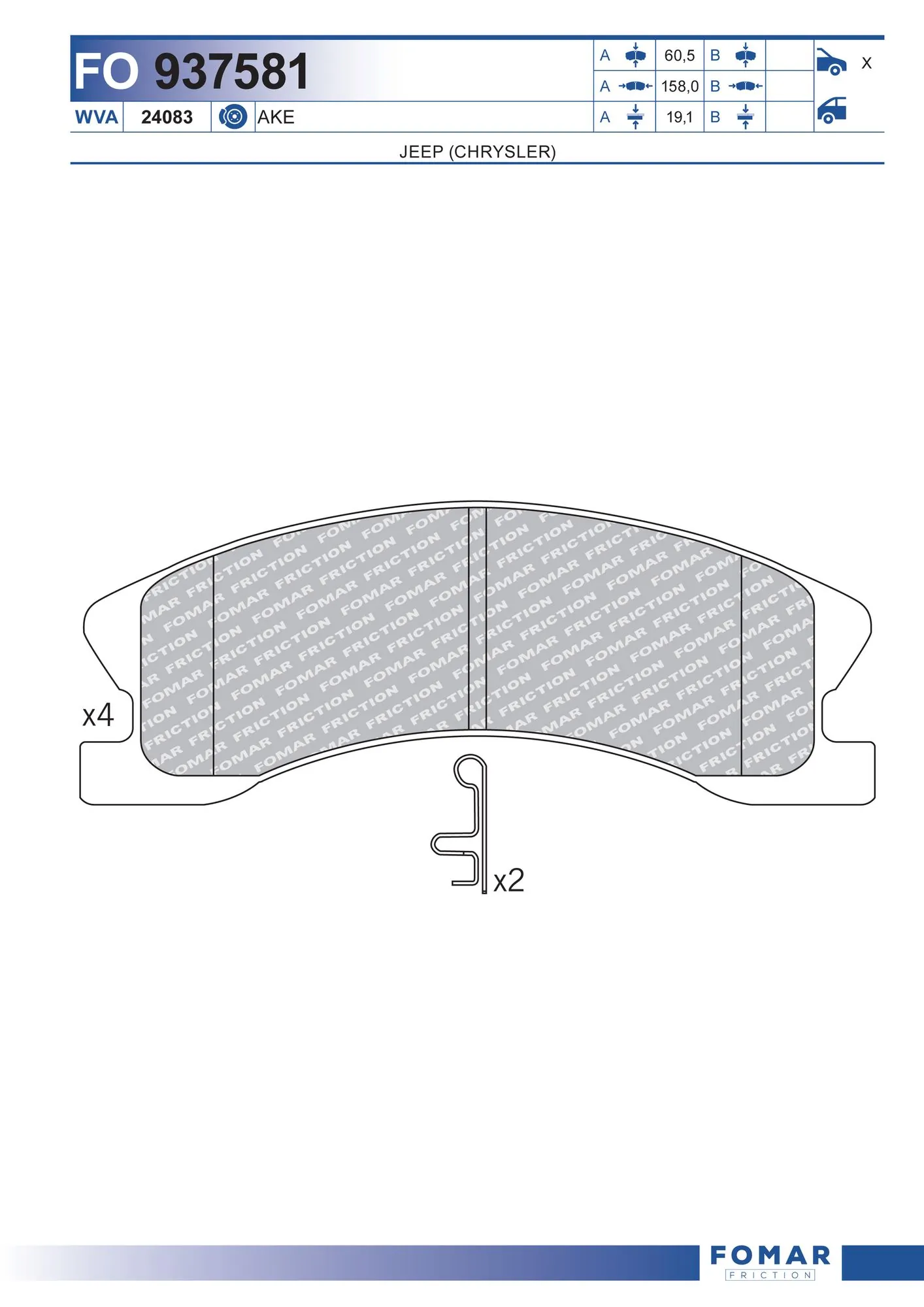 Brake Pad Set, disc brake FO 937581