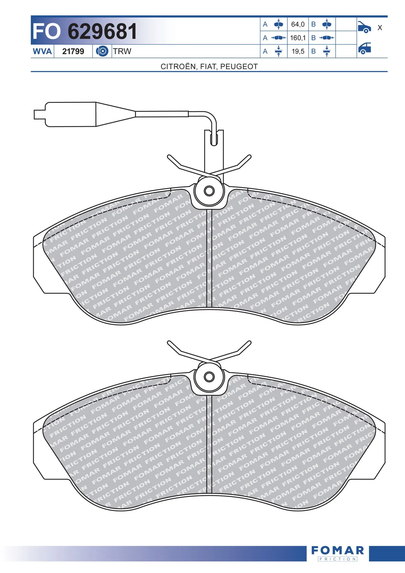 Brake Pad Set, disc brake FO 629681