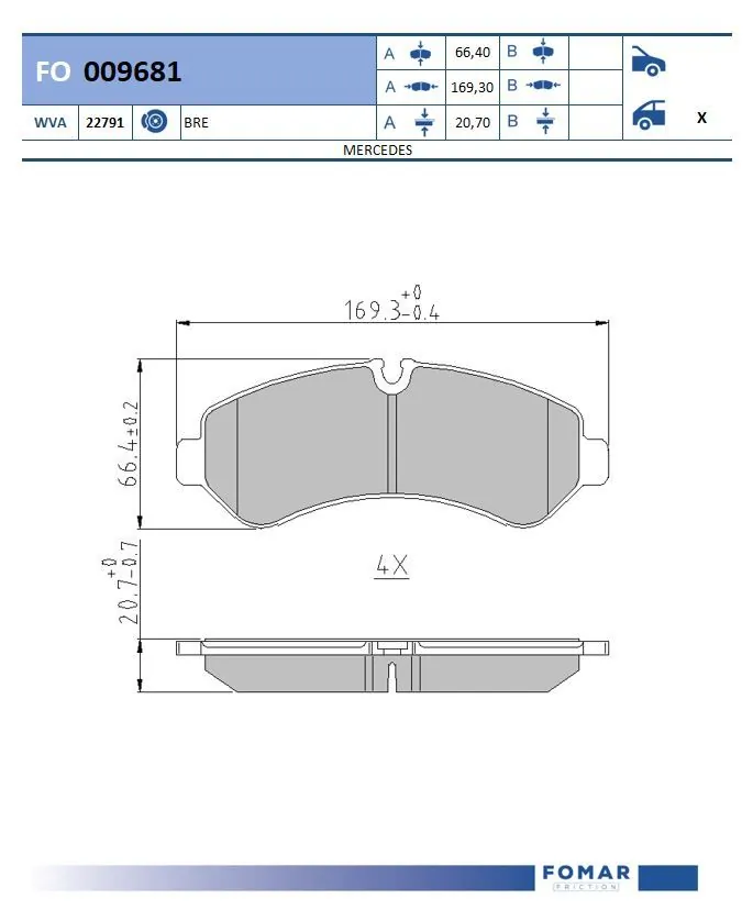 Brake Pad Set, disc brake FO 009681
