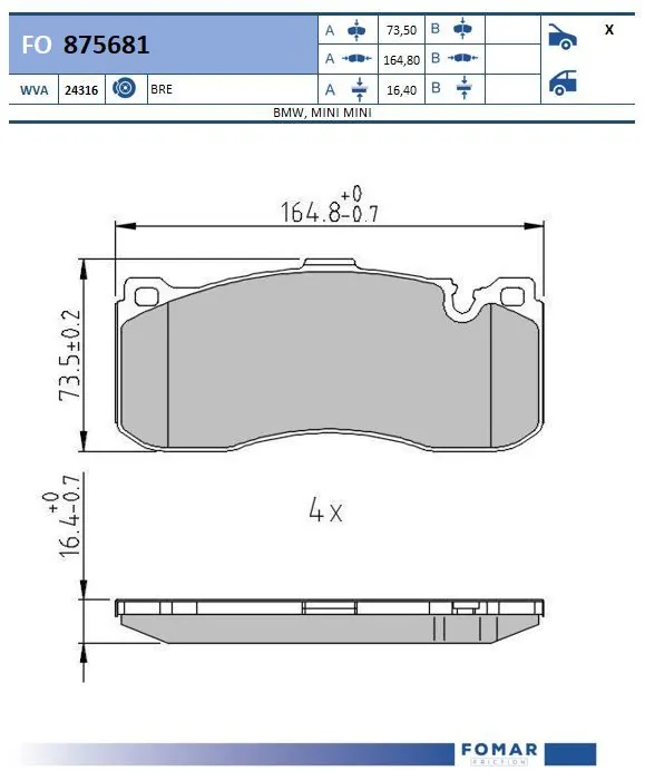 Brake Pad Set, disc brake FO 875681