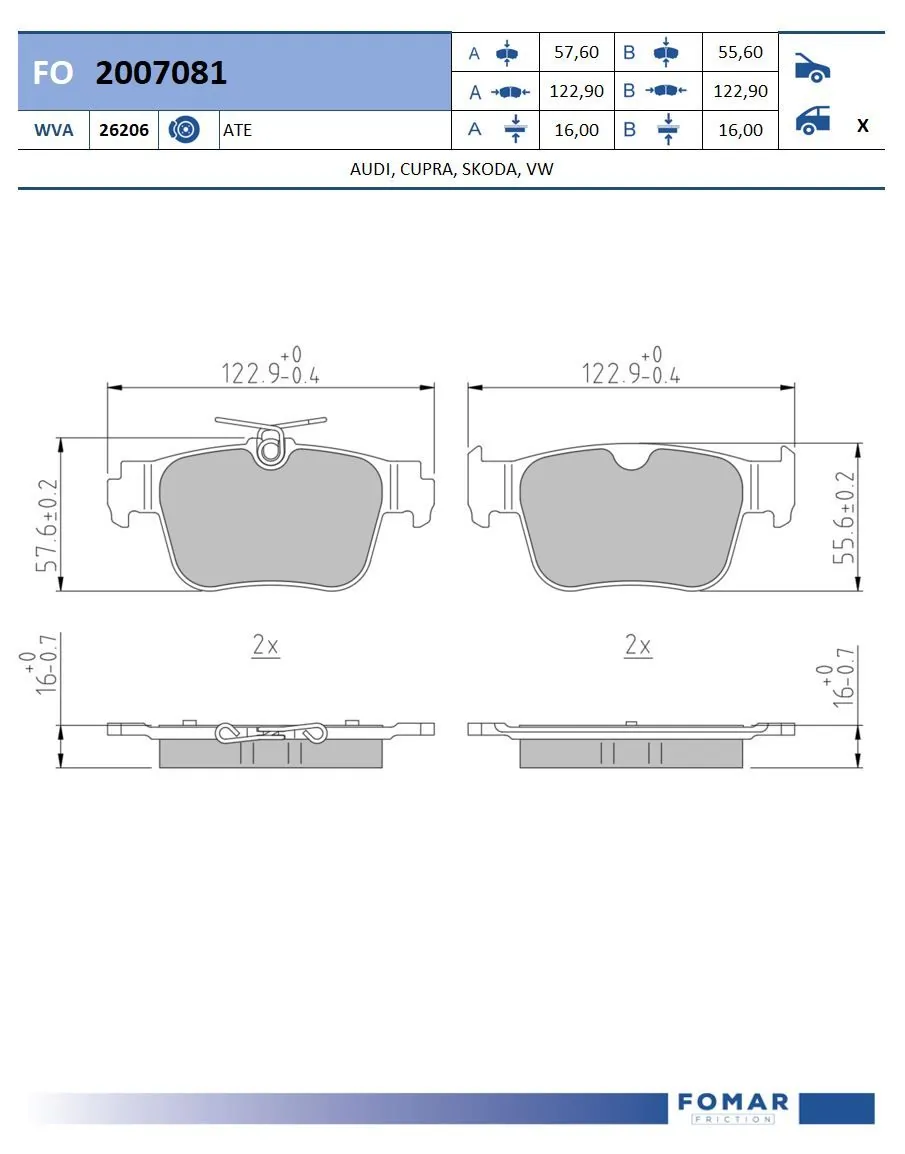Brake Pad Set, disc brake FO 2007081