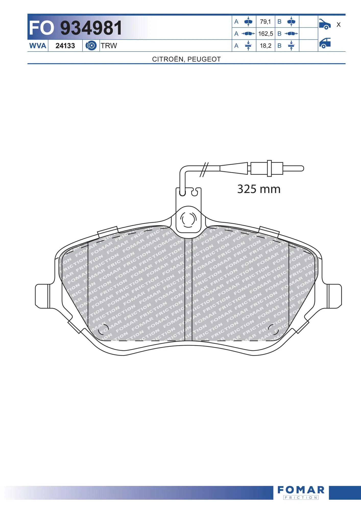 Brake Pad Set, disc brake FO 934981