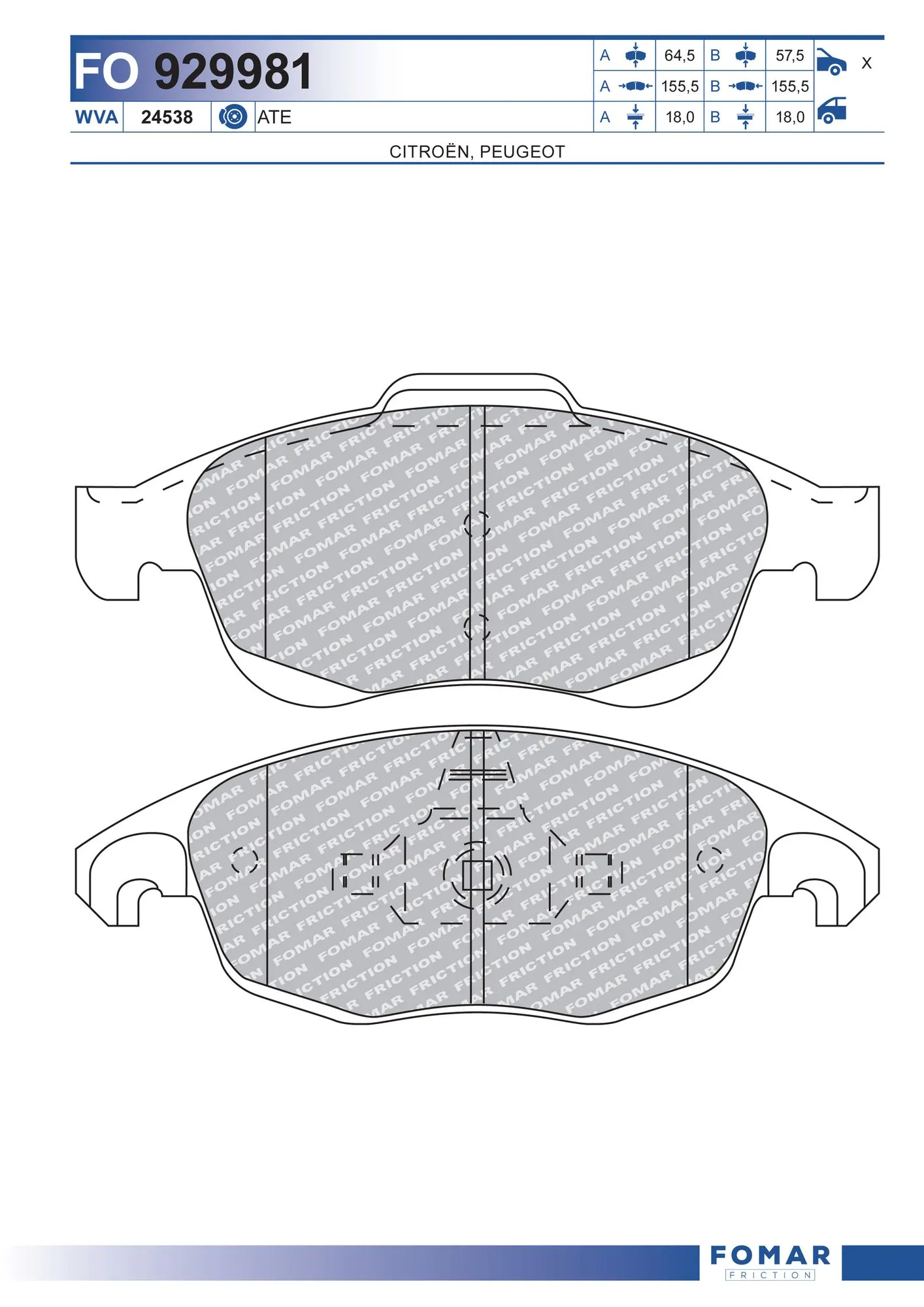 Brake Pad Set, disc brake FO 929981