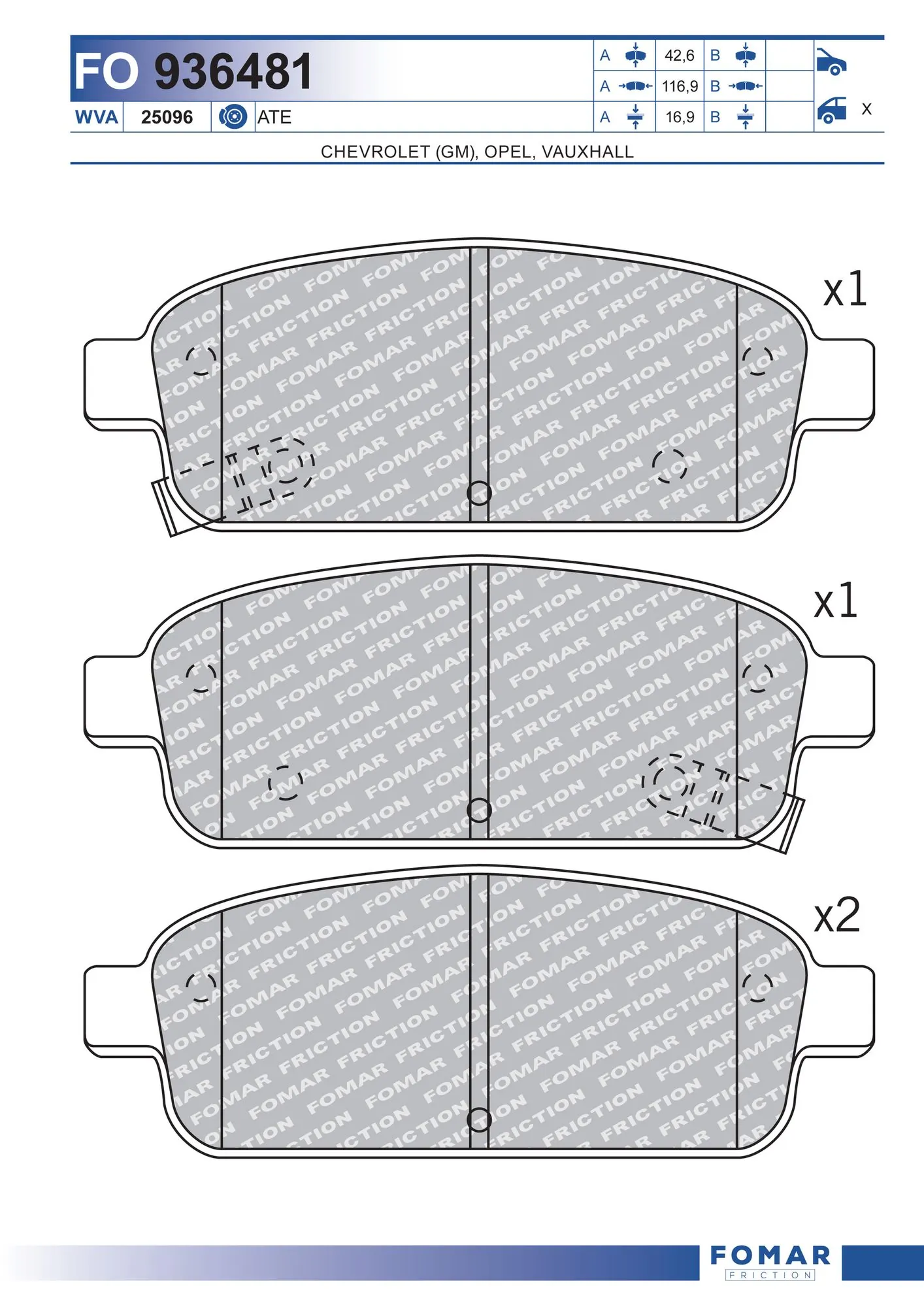 Brake Pad Set, disc brake FO 936481