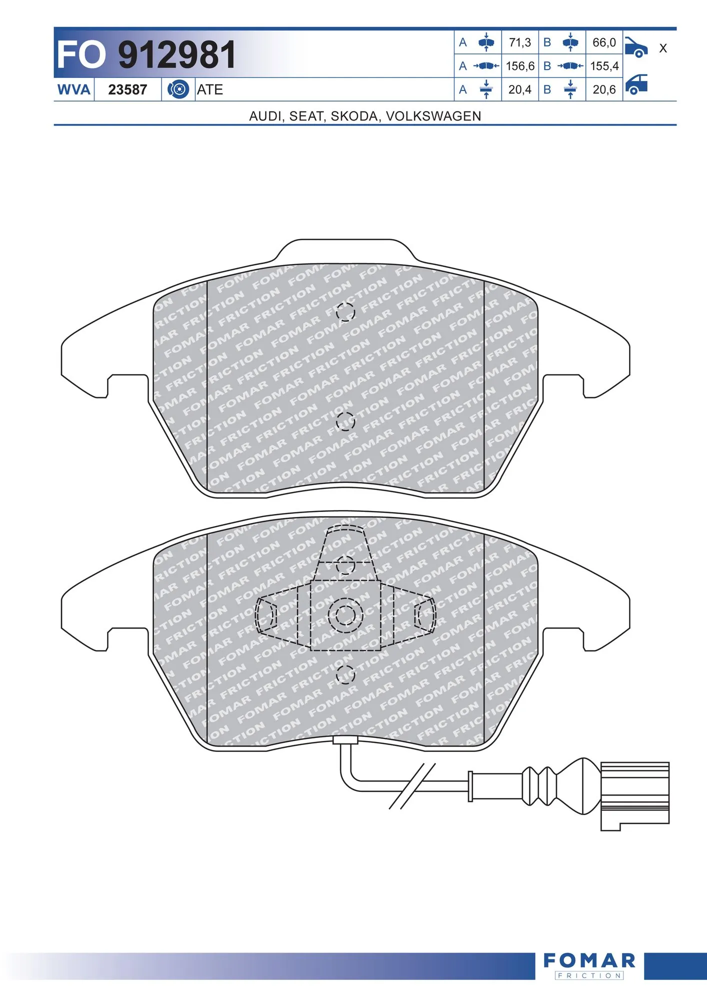 Brake Pad Set, disc brake FO 912981