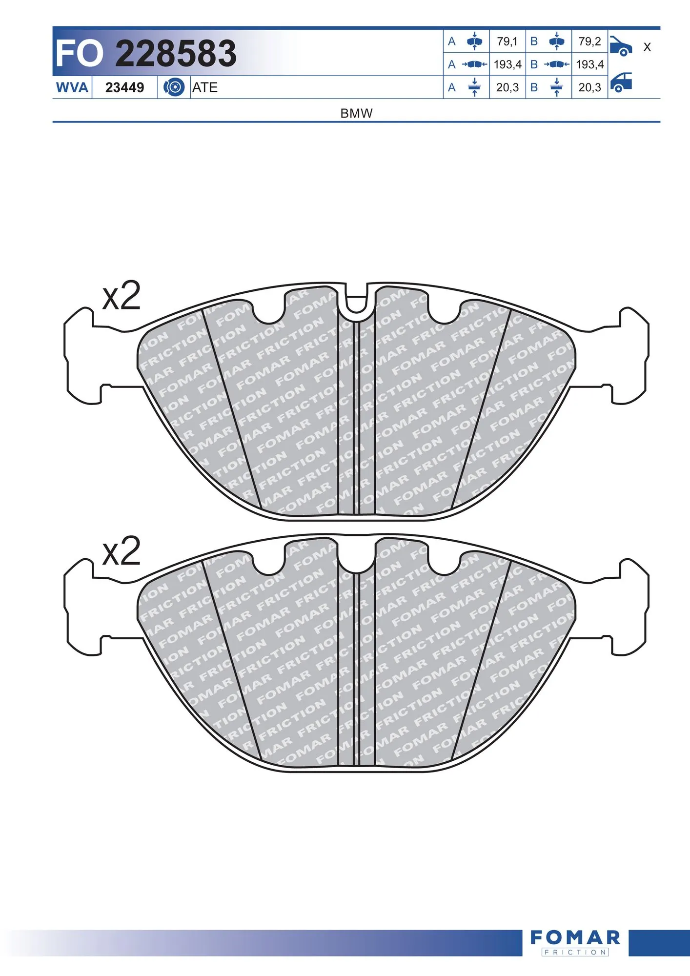 Brake Pad Set, disc brake FO 228583