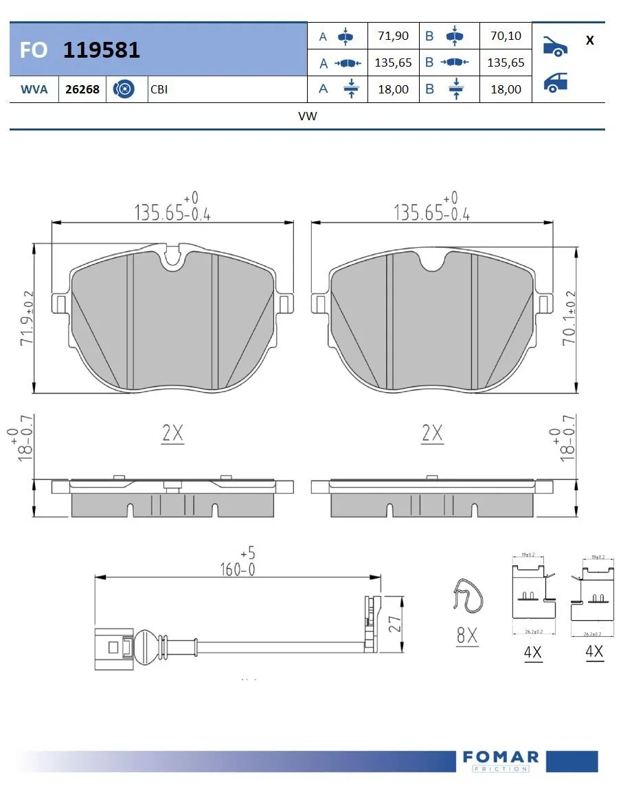 Brake Pad Set, disc brake FO 119581