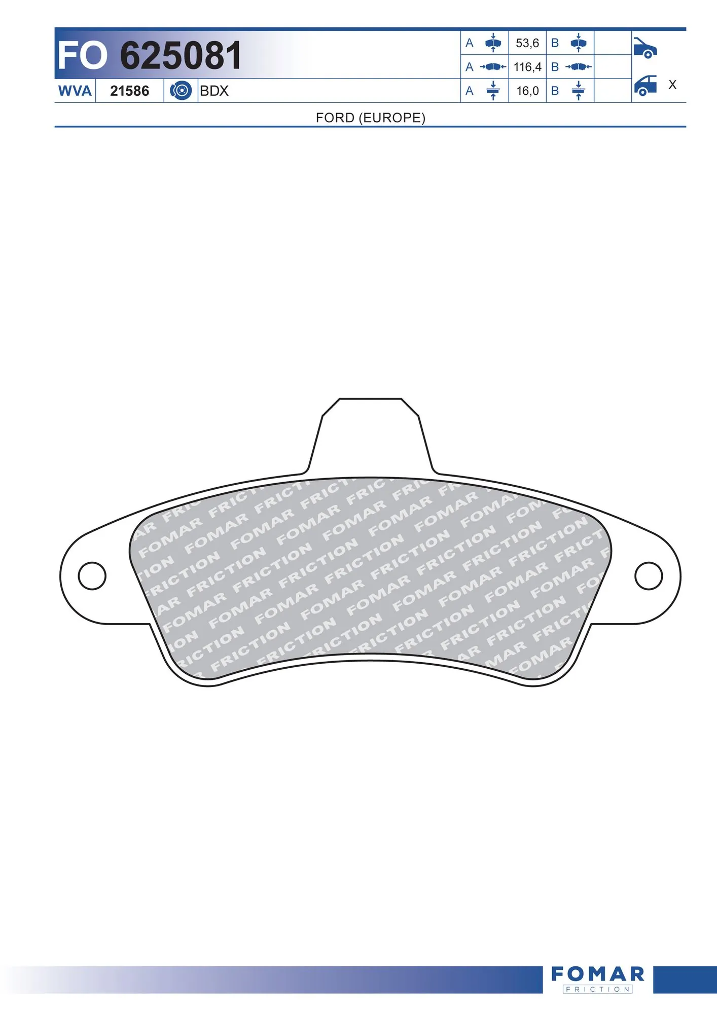 Brake Pad Set, disc brake FO 625081