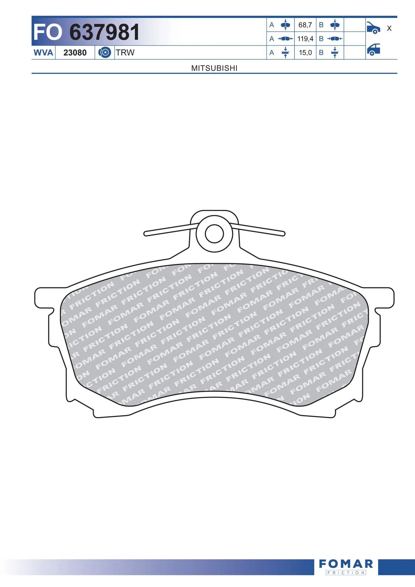 Brake Pad Set, disc brake FO 637981
