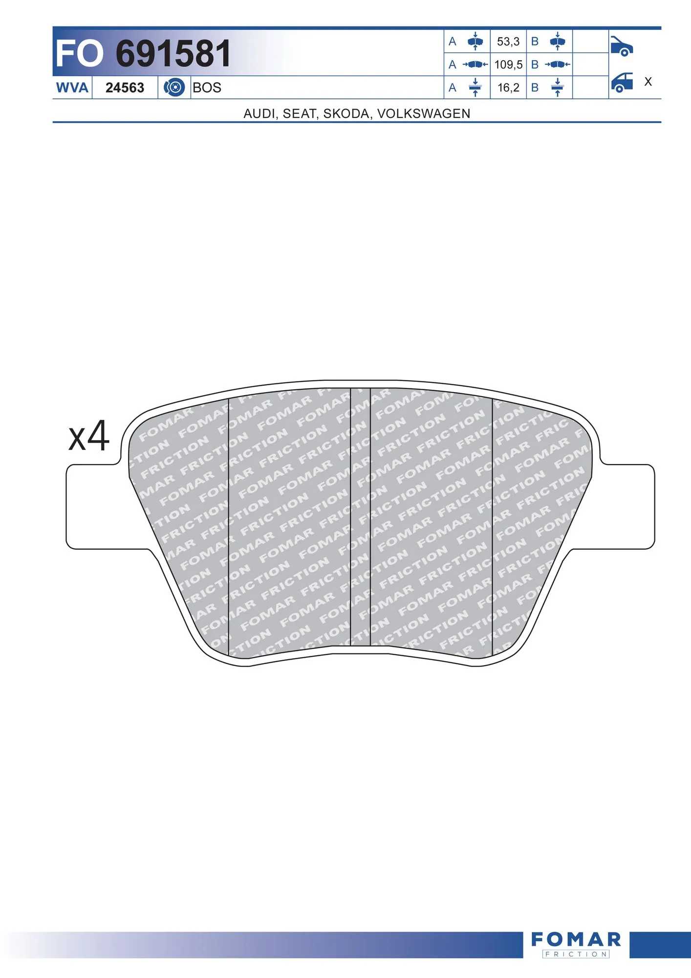 Brake Pad Set, disc brake FO 691581