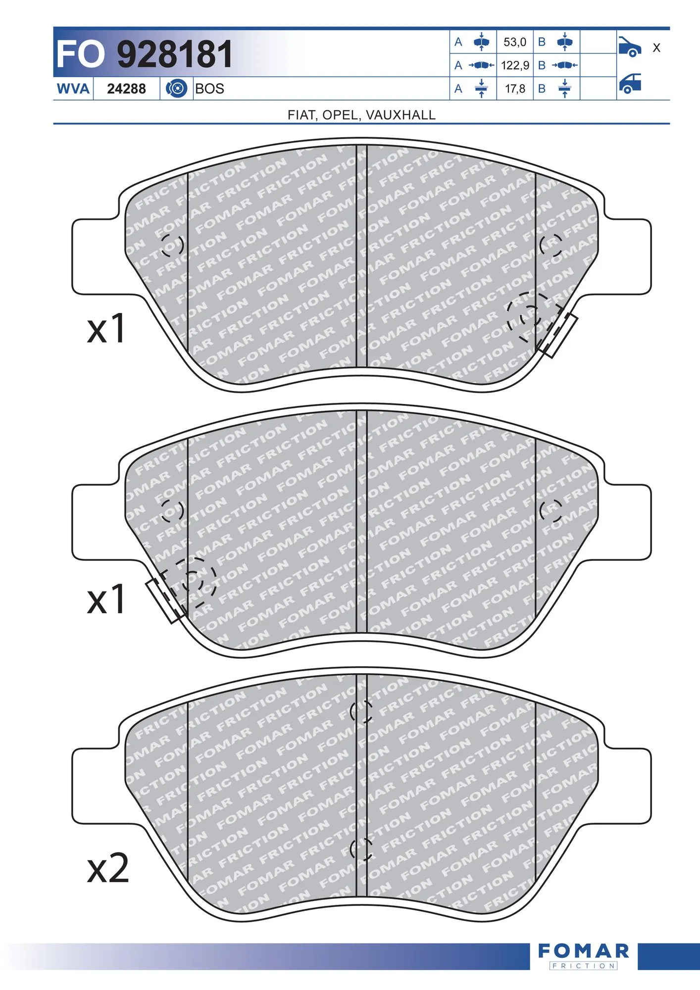 Brake Pad Set, disc brake FO 928181