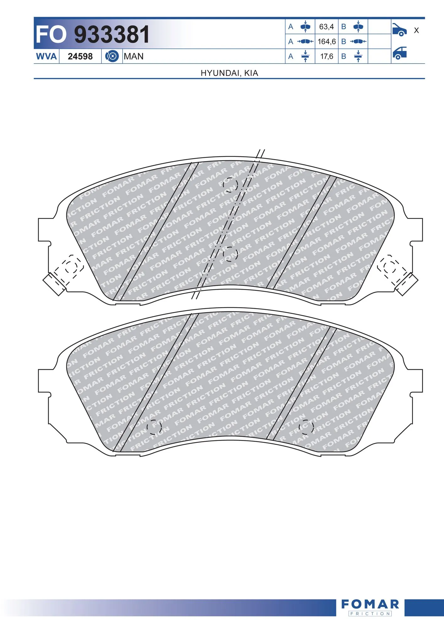 Brake Pad Set, disc brake FO 933381