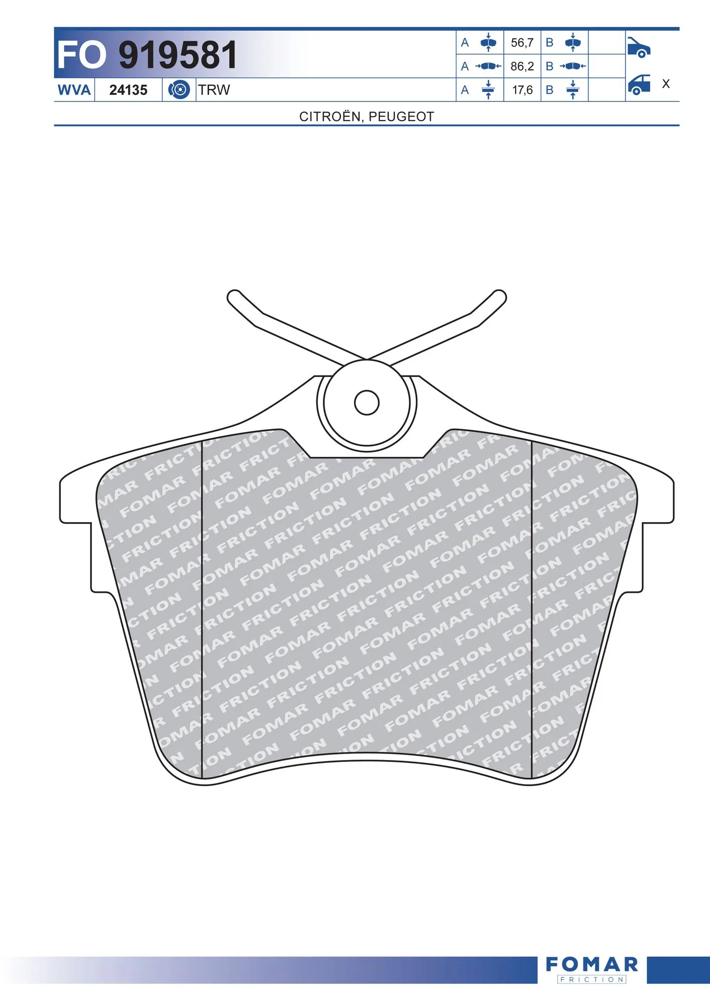 Brake Pad Set, disc brake FO 919581