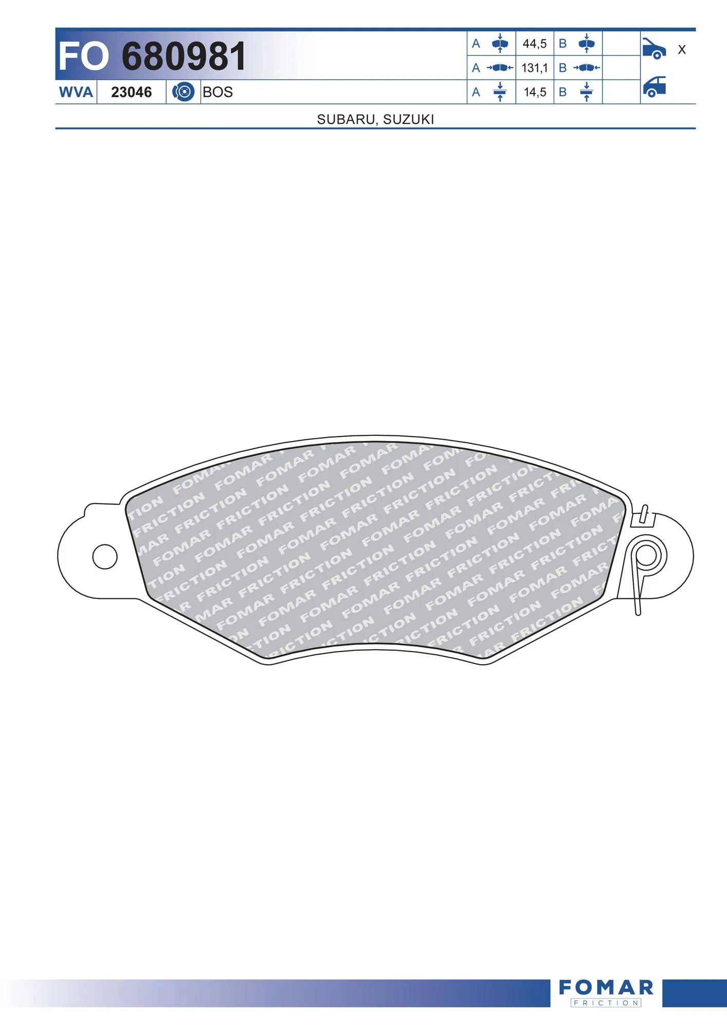 Brake Pad Set, disc brake FO 680981