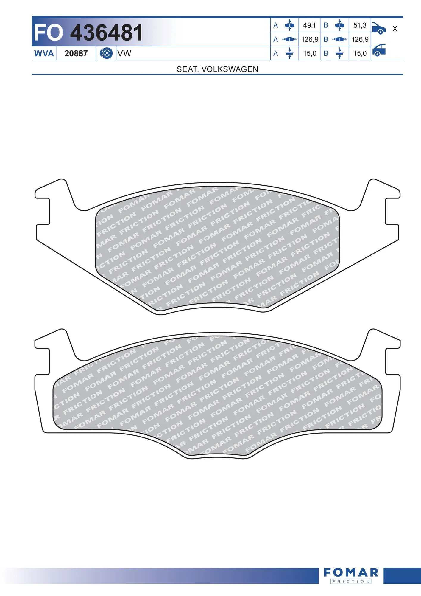 Brake Pad Set, disc brake FO 436481