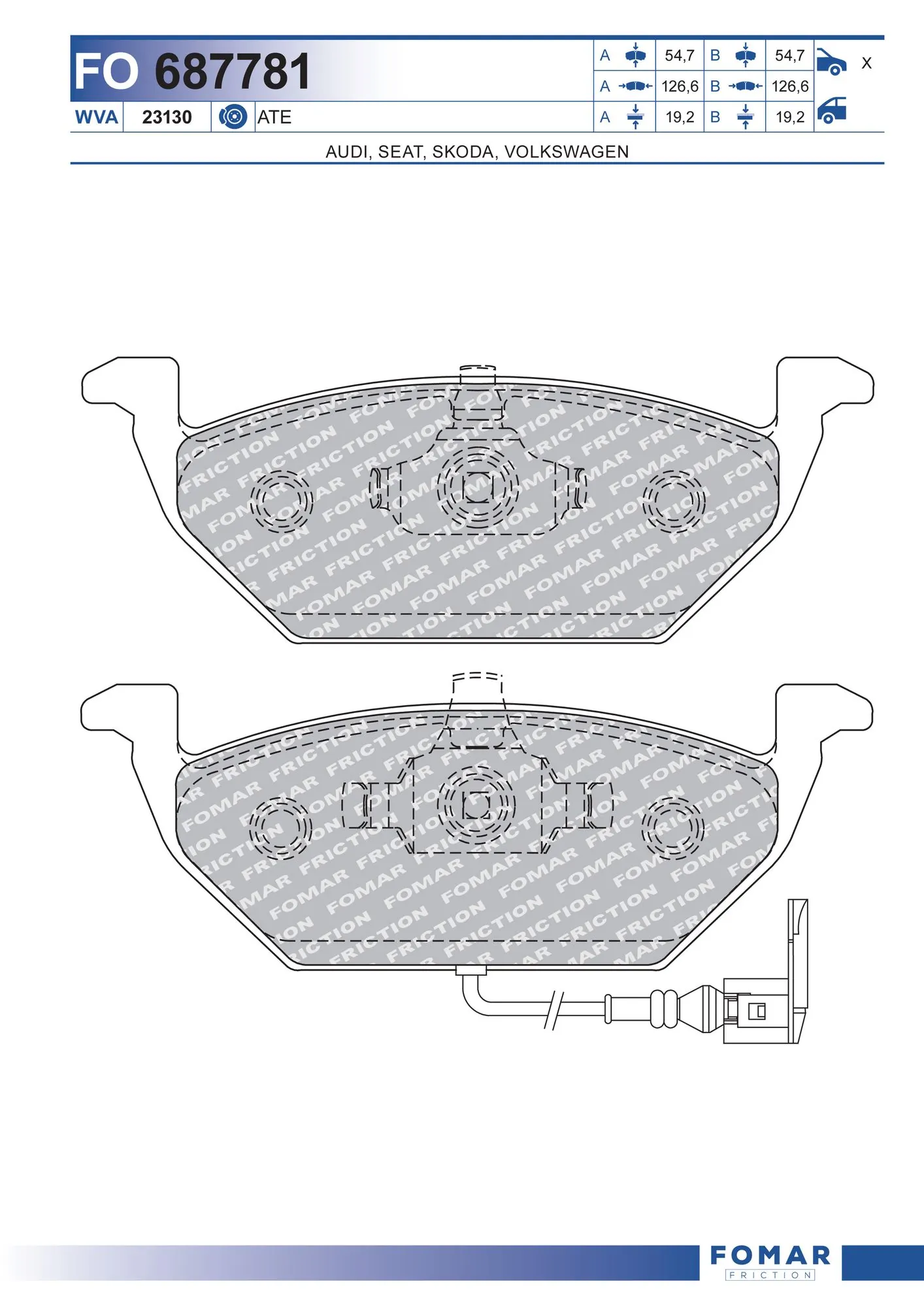 Brake Pad Set, disc brake FO 687781