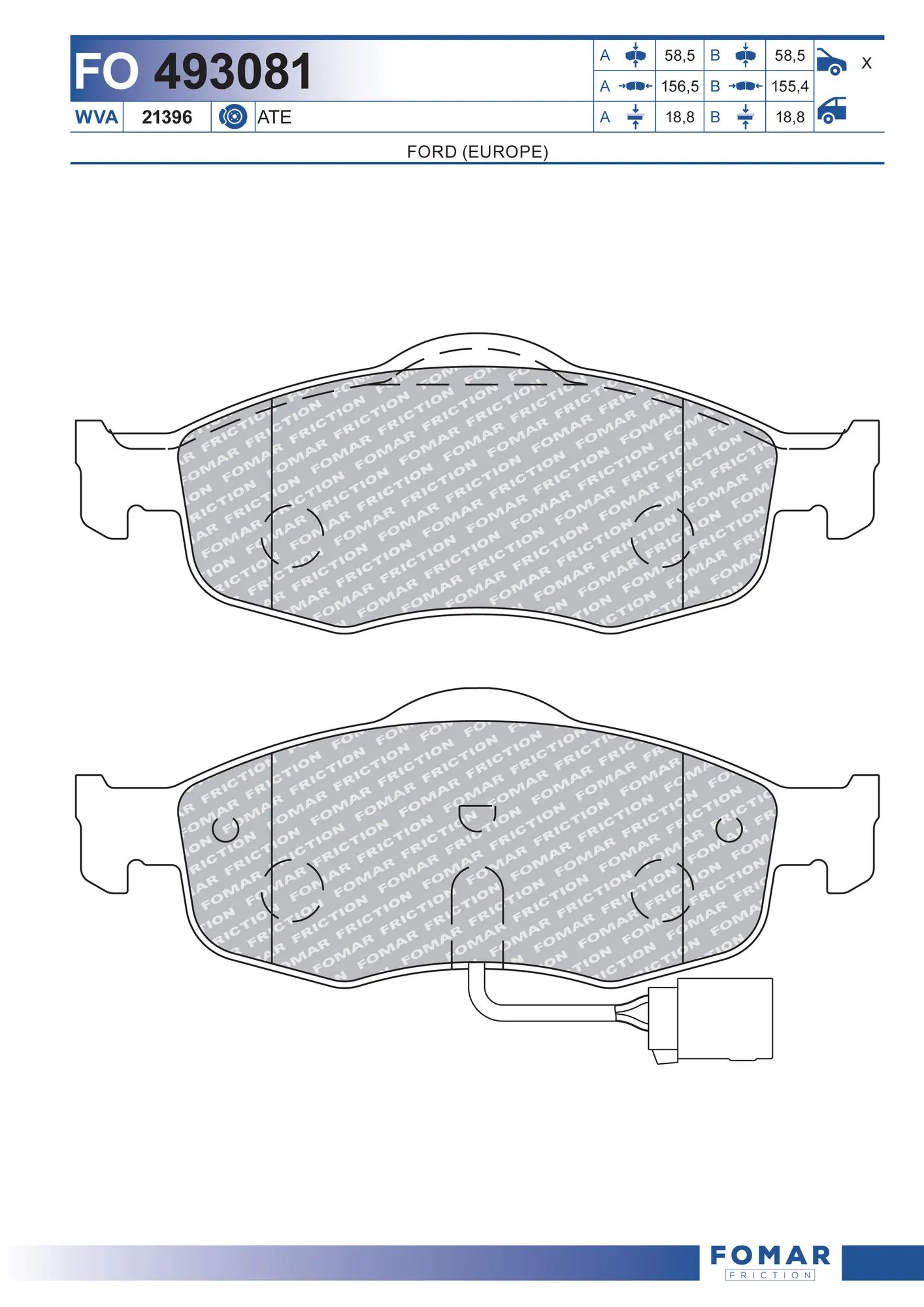 Brake Pad Set, disc brake FO 493081
