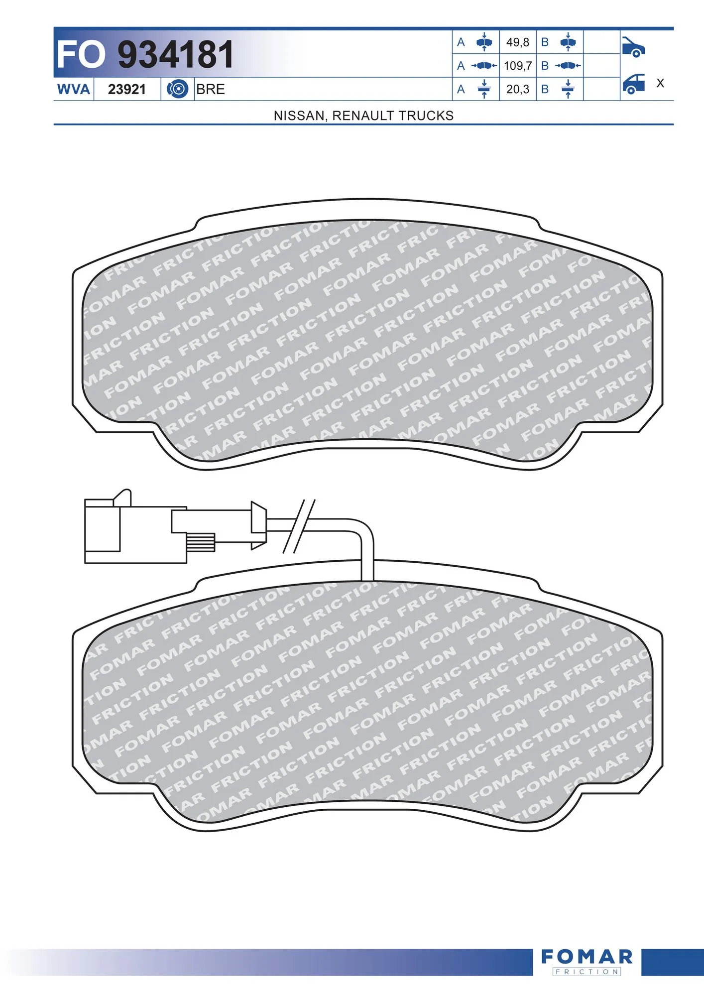 Brake Pad Set, disc brake FO 934181