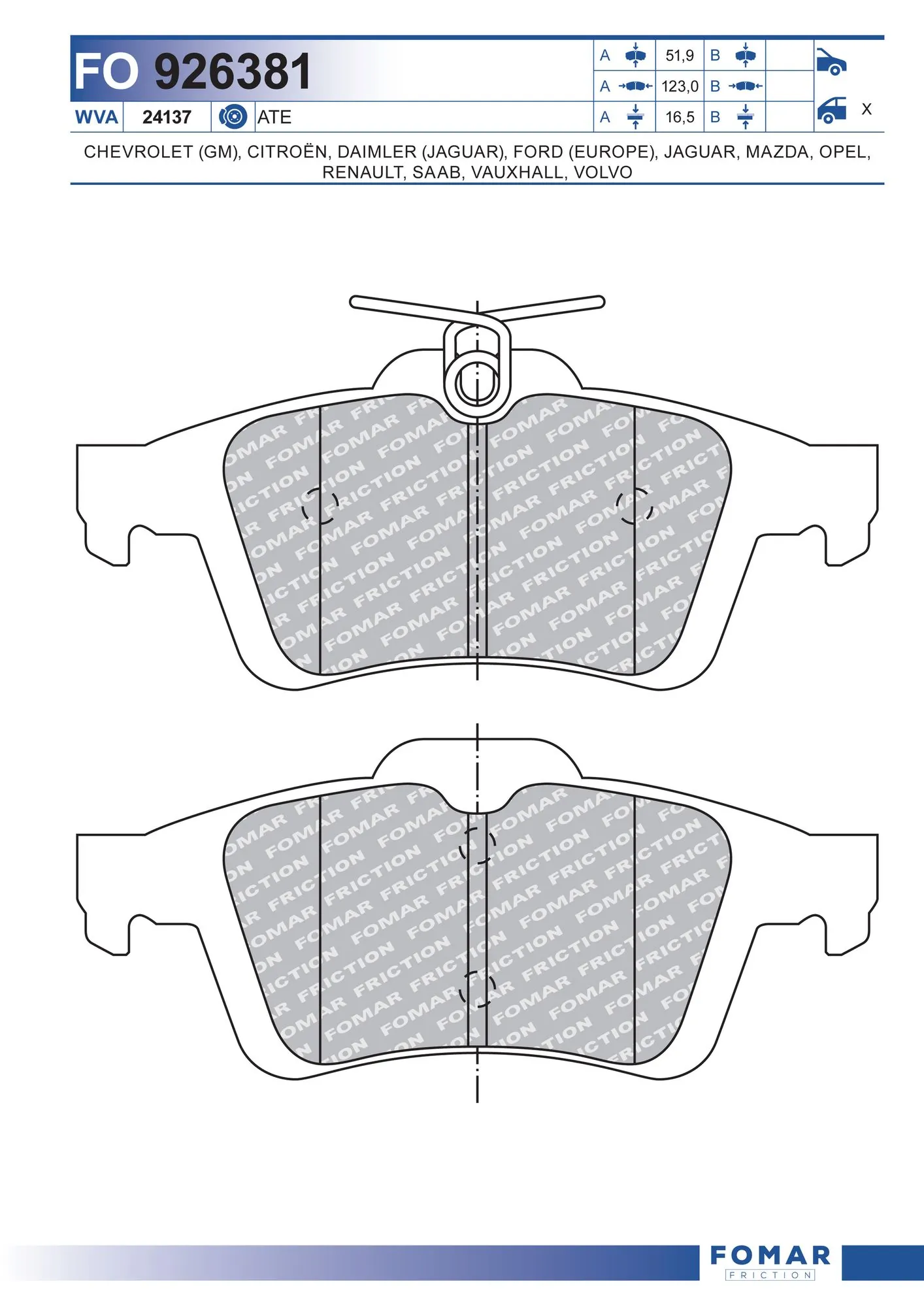 Brake Pad Set, disc brake FO 926381