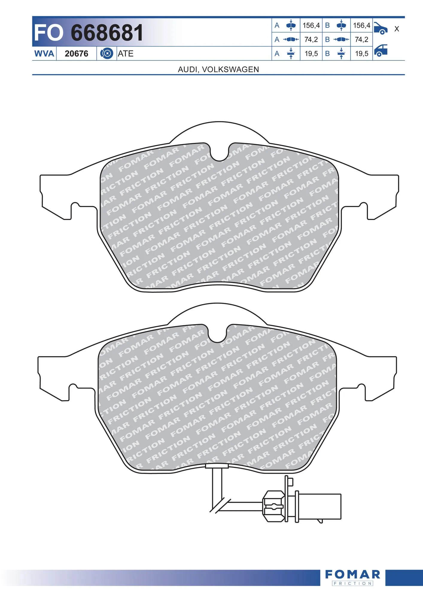 Brake Pad Set, disc brake FO 668681
