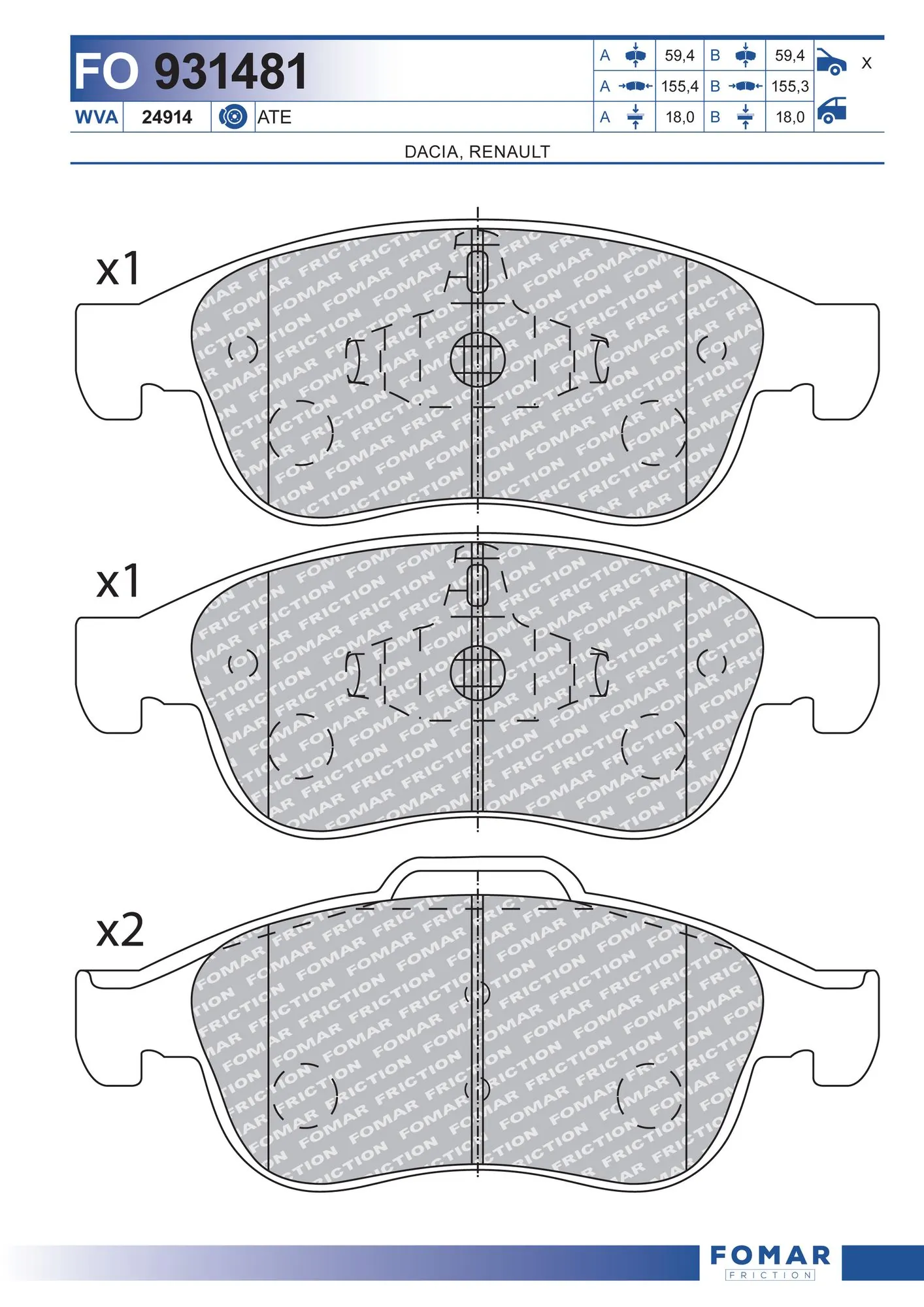 Brake Pad Set, disc brake FO 931481