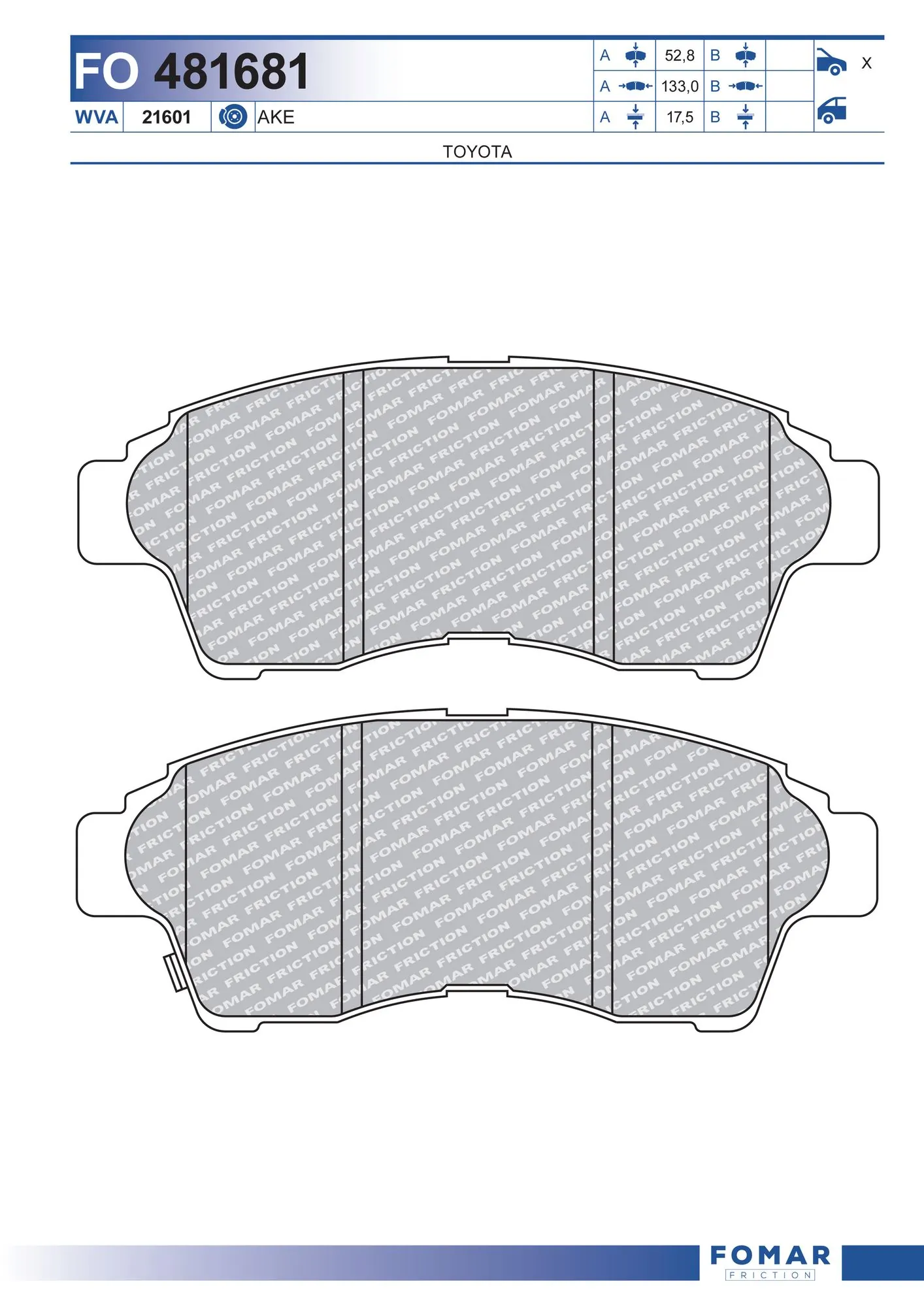Brake Pad Set, disc brake FO 481681