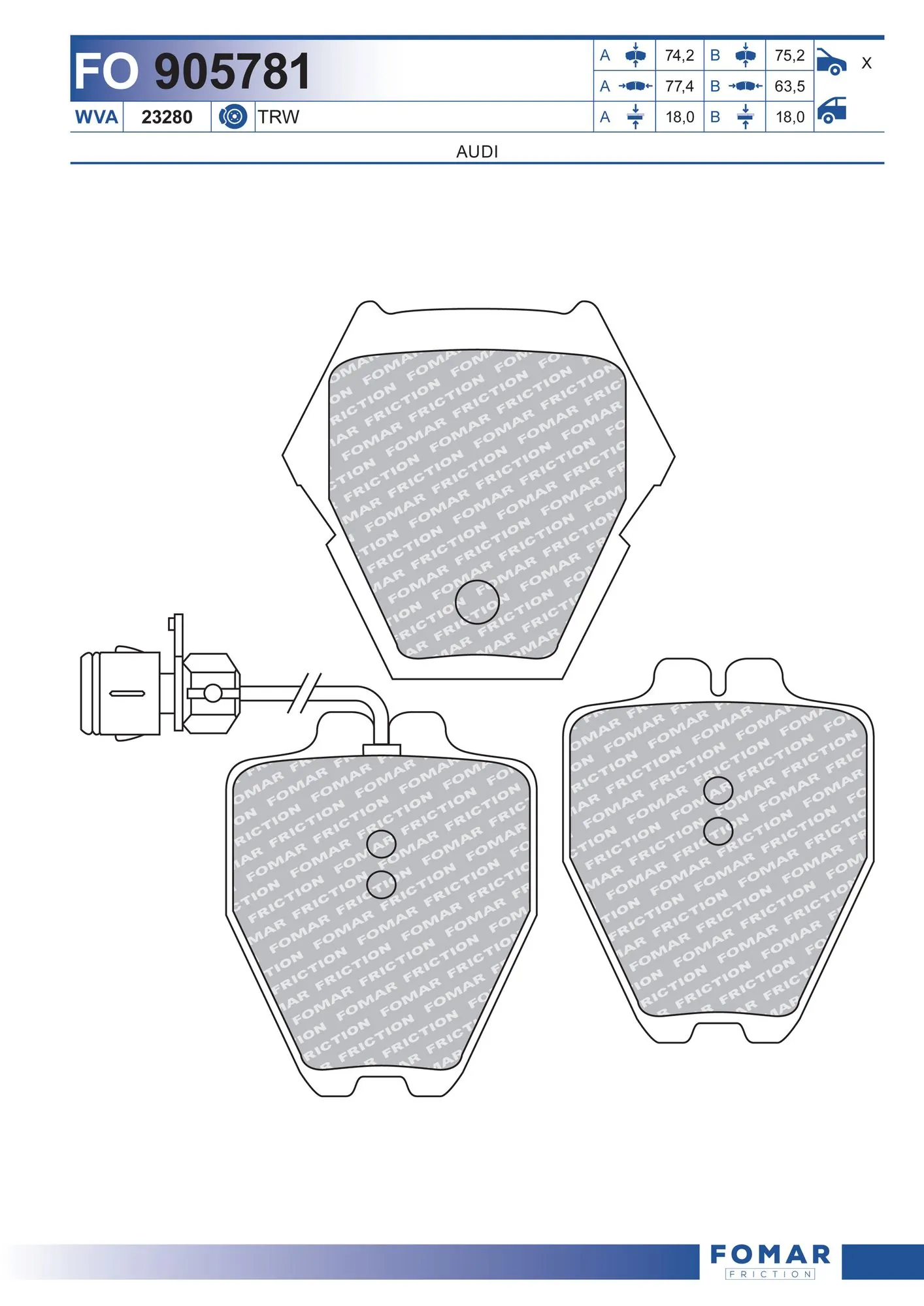 Brake Pad Set, disc brake FO 905781