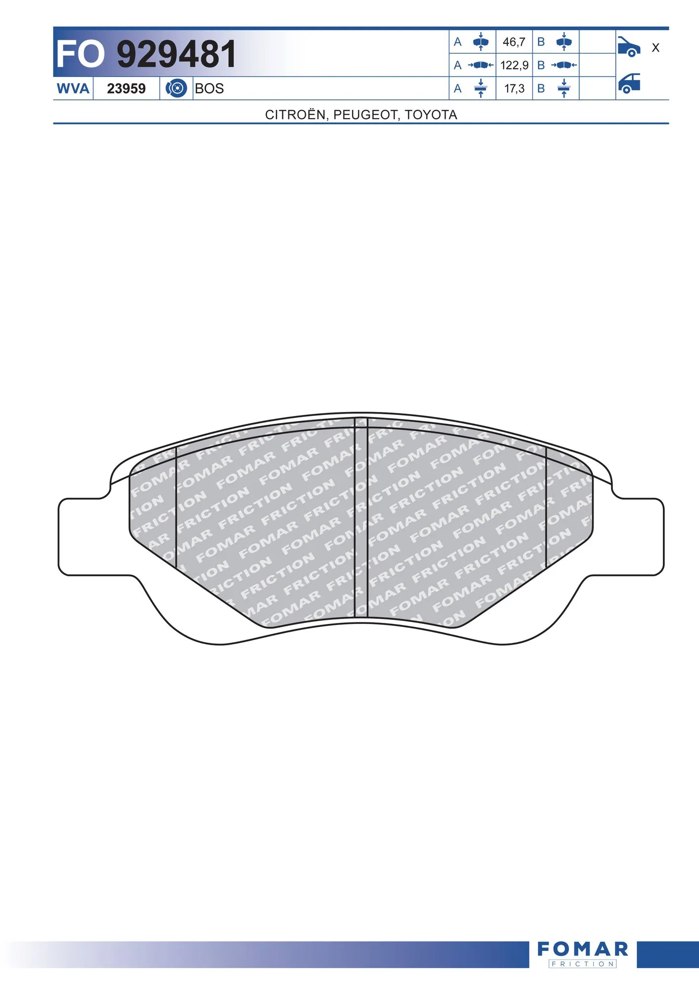 Brake Pad Set, disc brake FO 929481