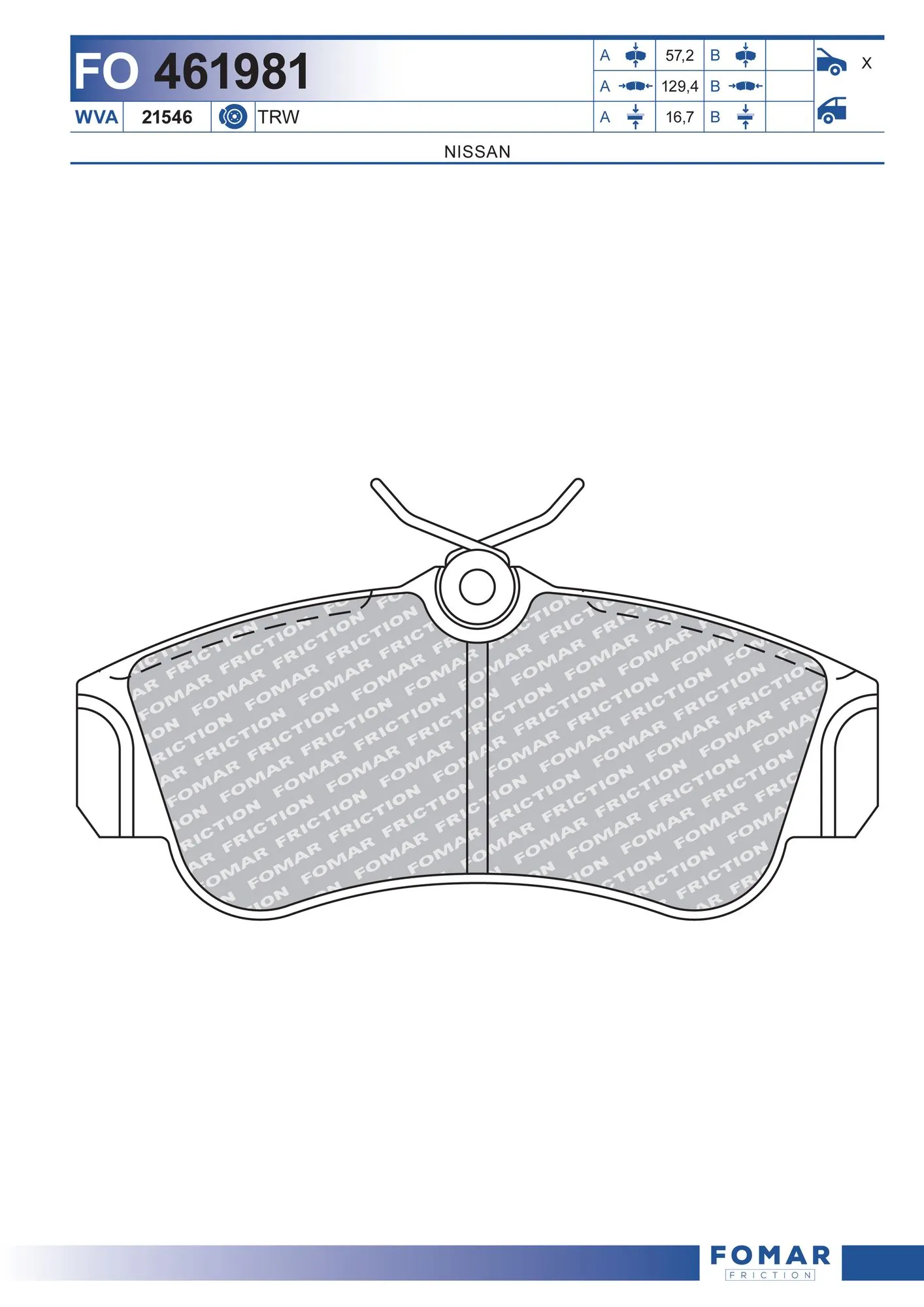 Brake Pad Set, disc brake FO 461981