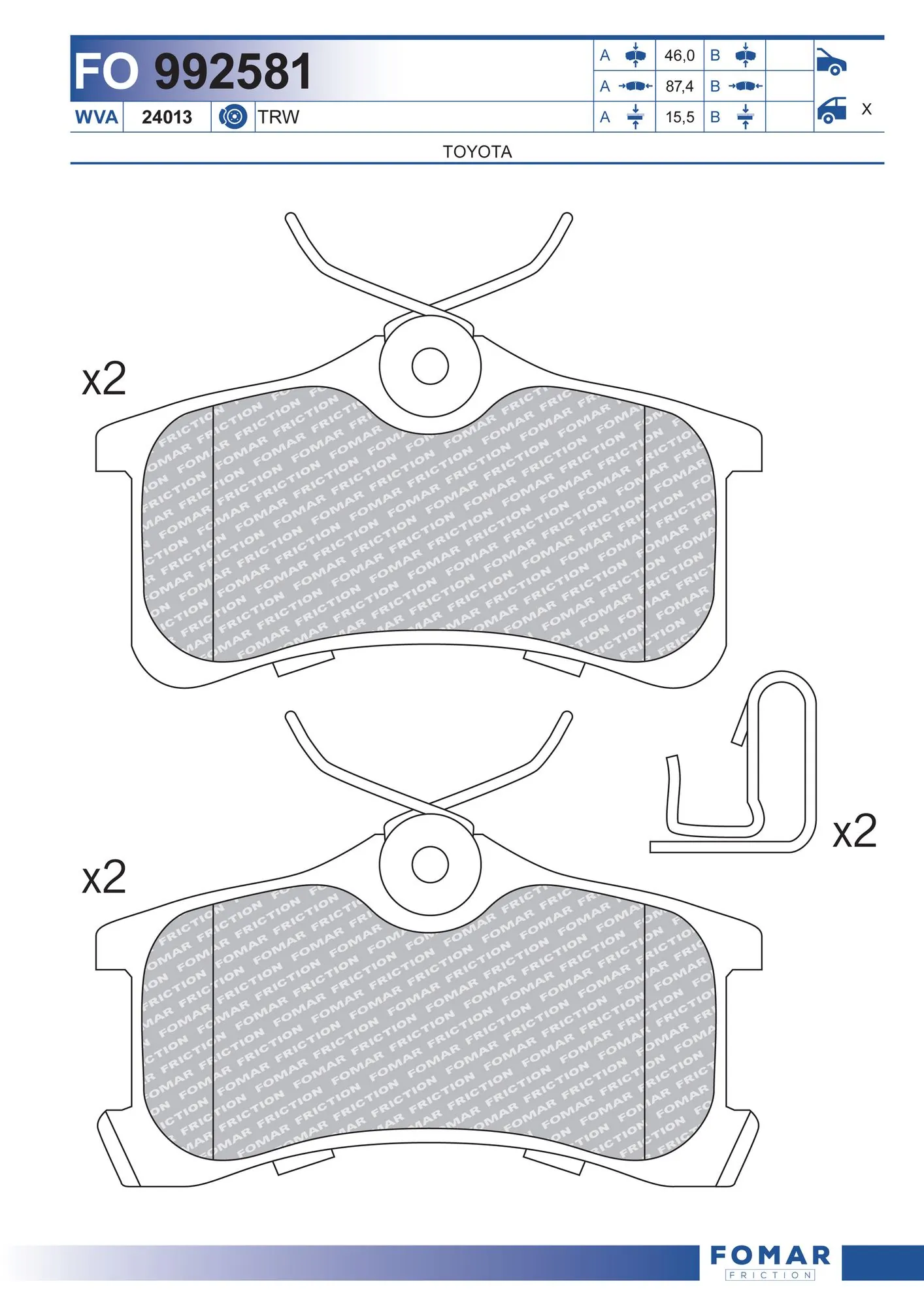Brake Pad Set, disc brake FO 992581
