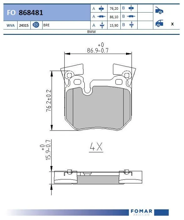 Brake Pad Set, disc brake FO 868481