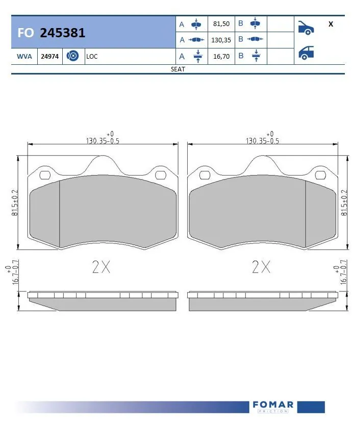 Brake Pad Set, disc brake FO 245381