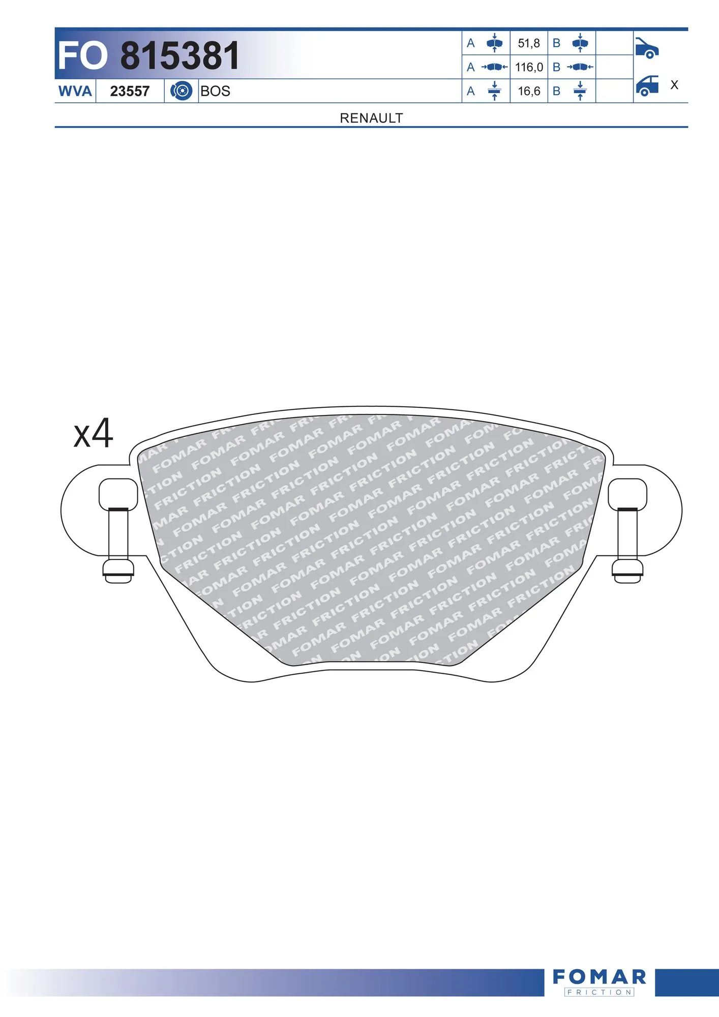Brake Pad Set, disc brake FO 815381