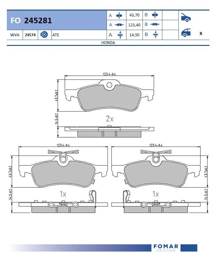 Brake Pad Set, disc brake FO 245281