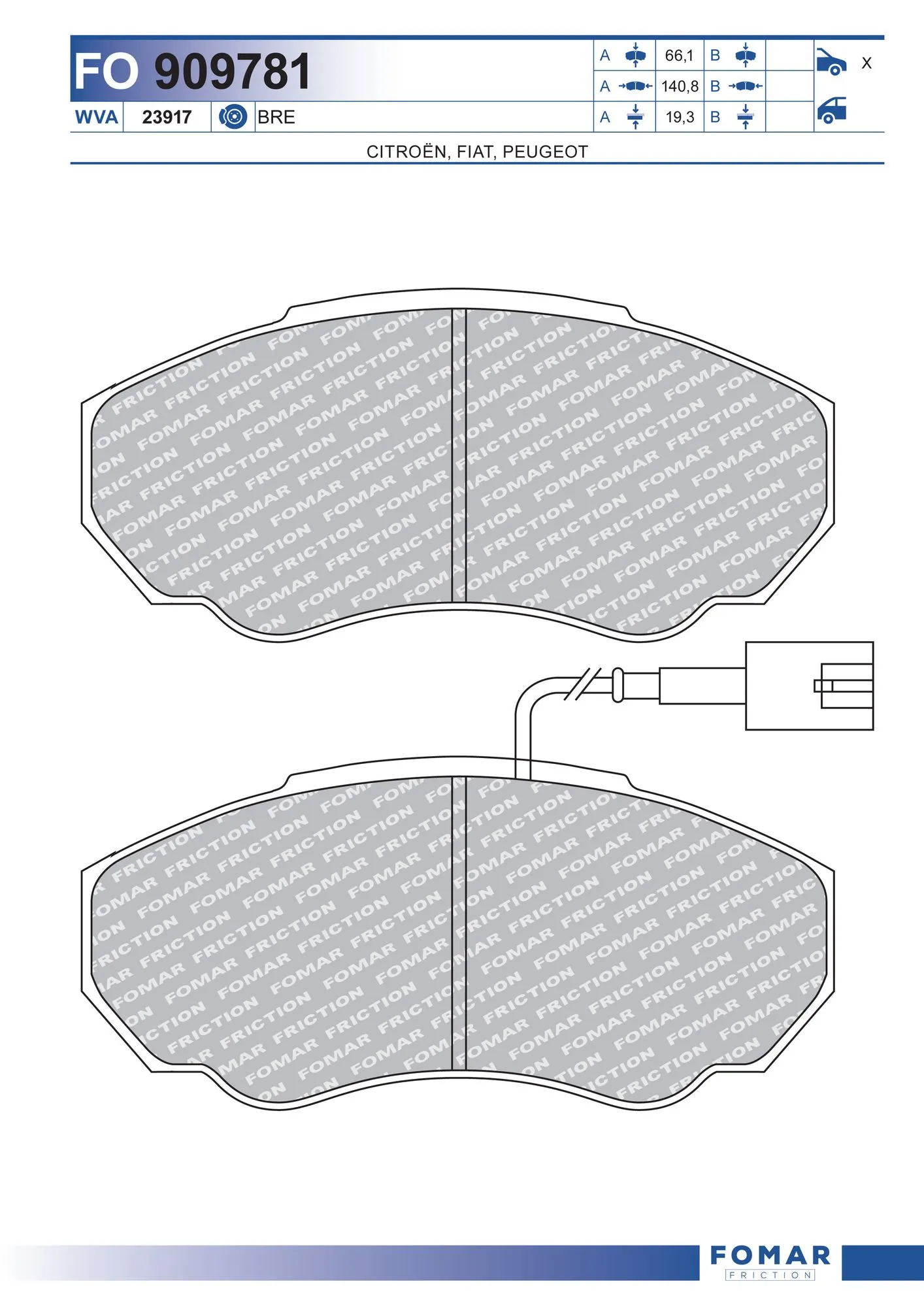 Brake Pad Set, disc brake FO 909781
