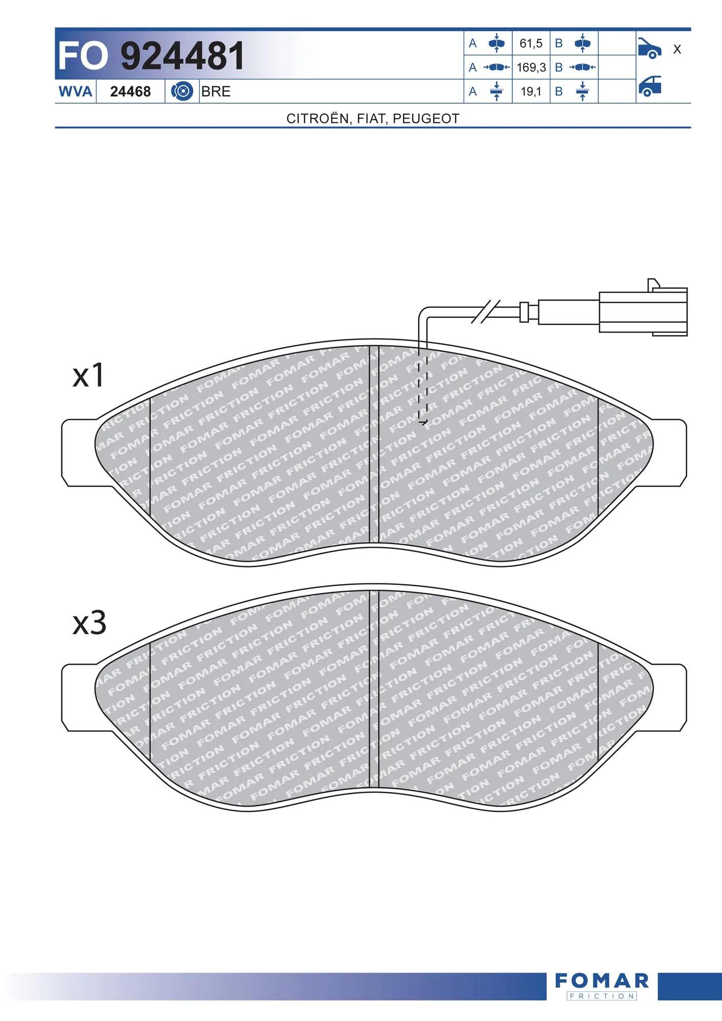 Brake Pad Set, disc brake FO 924481