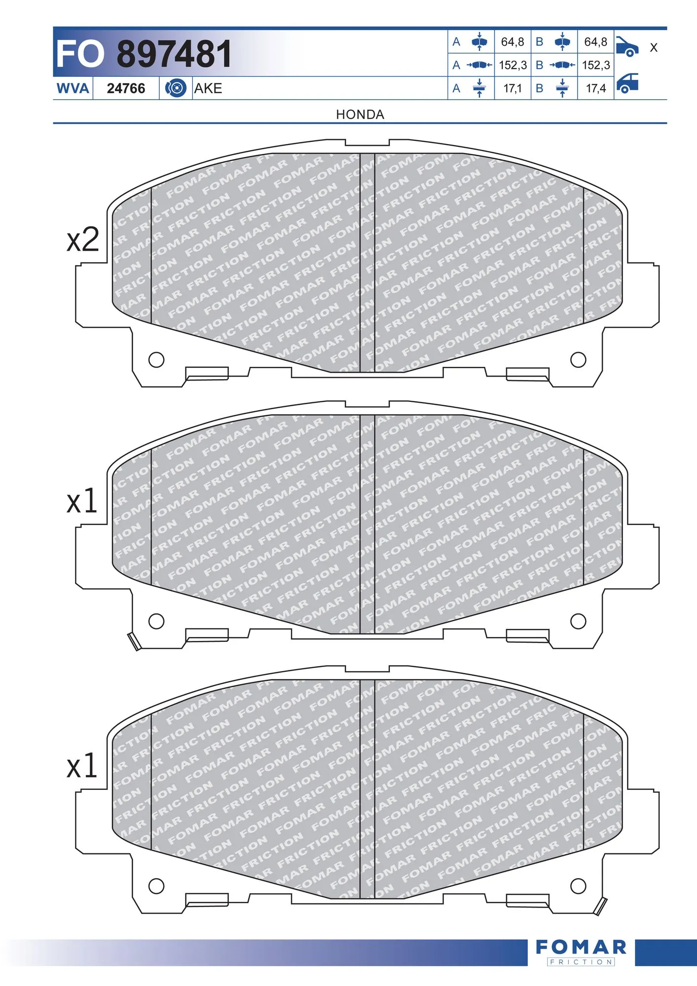 Brake Pad Set, disc brake FO 897481