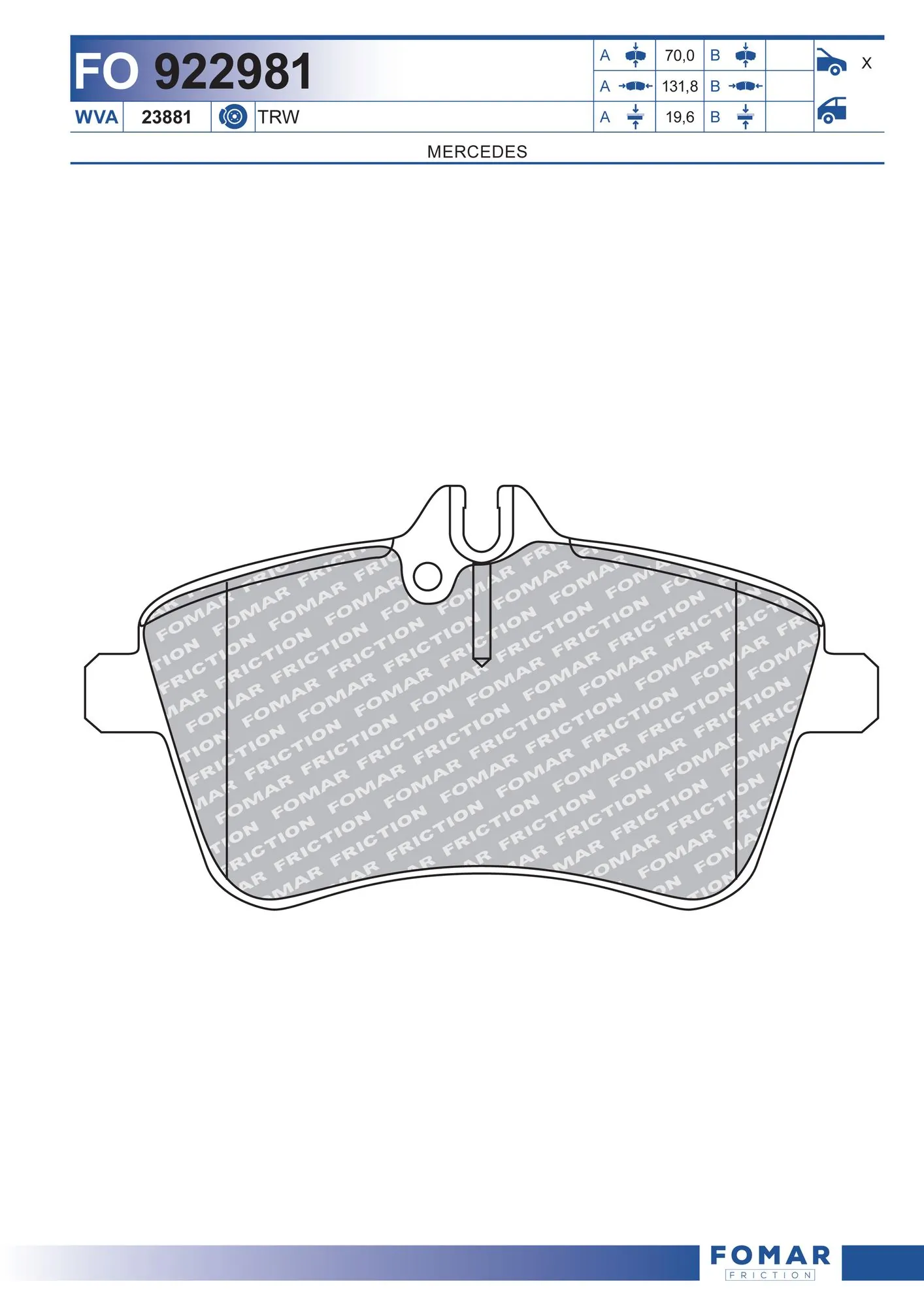 Brake Pad Set, disc brake FO 922981
