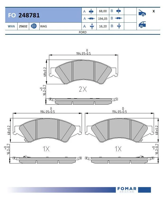 Brake Pad Set, disc brake FO 248781