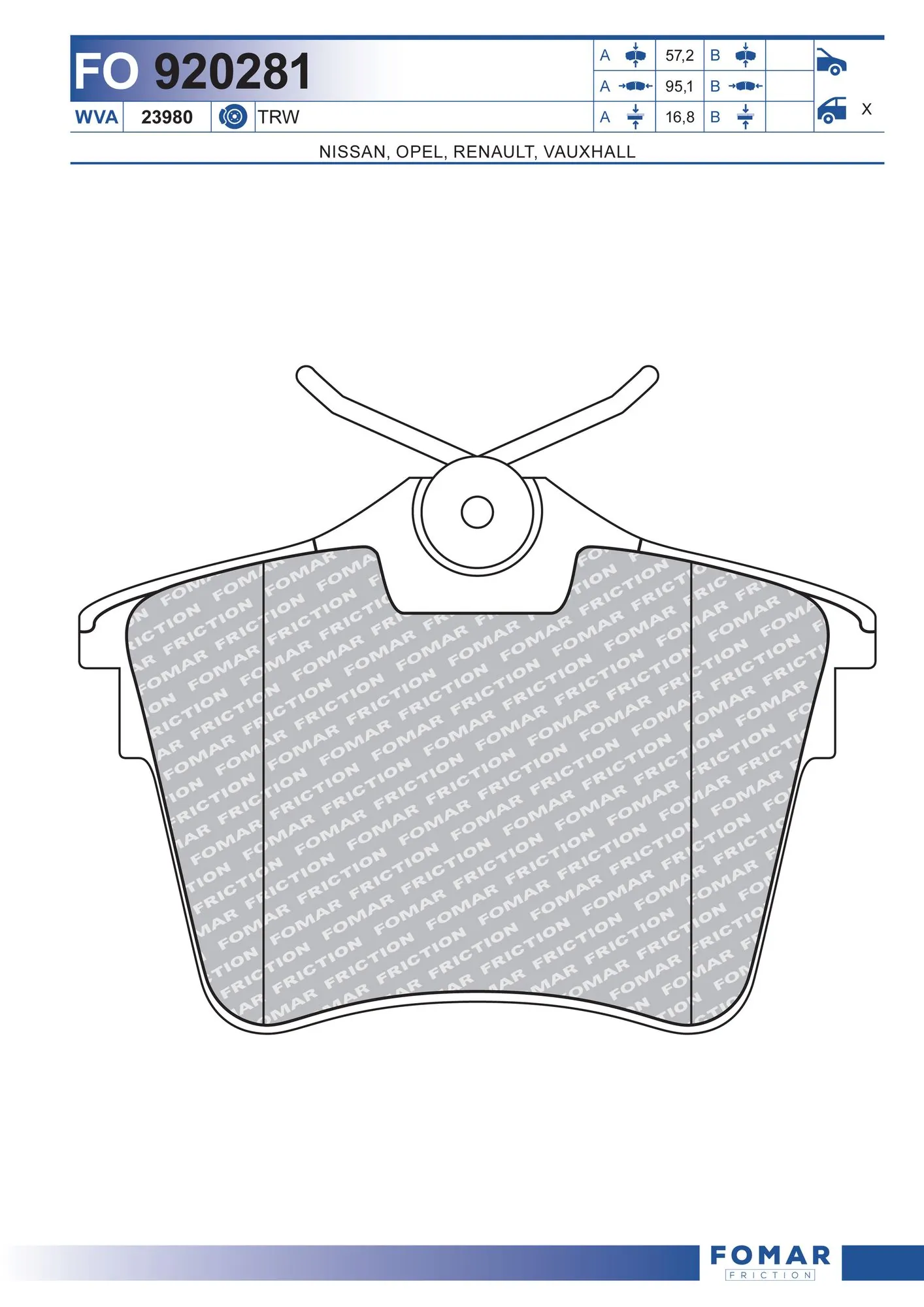 Brake Pad Set, disc brake FO 920281