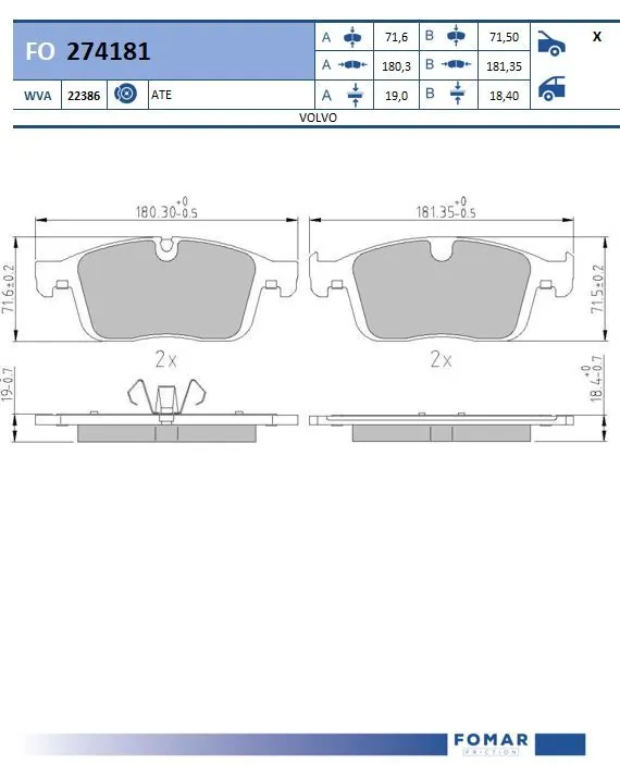 Brake Pad Set, disc brake FO 274181