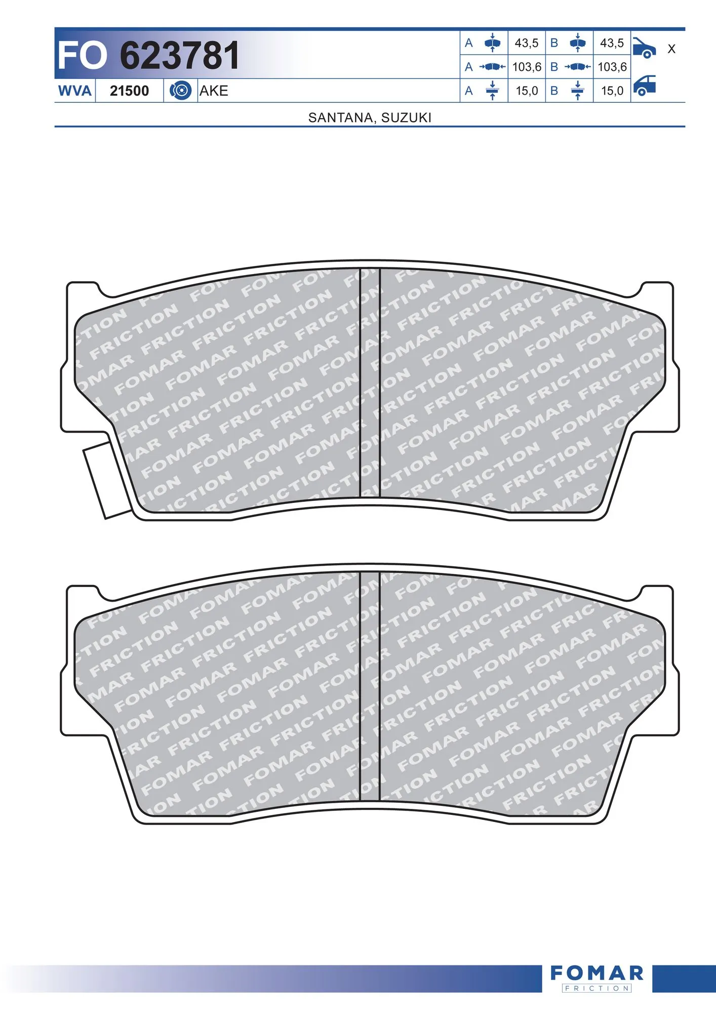 Brake Pad Set, disc brake FO 623781