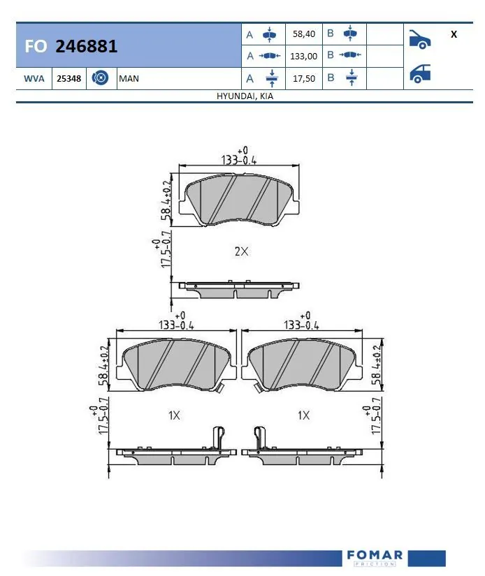 Brake Pad Set, disc brake FO 246881