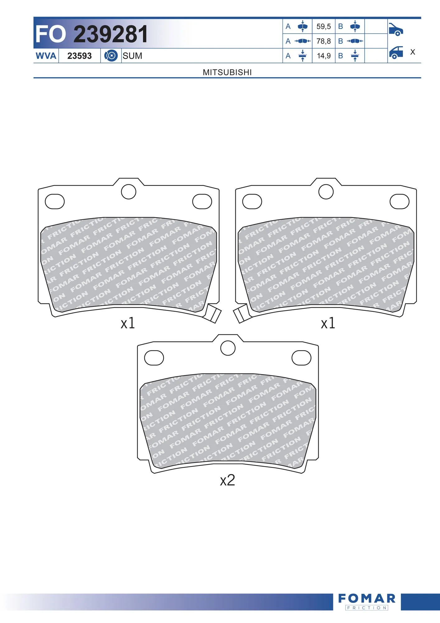 Brake Pad Set, disc brake FO 239281