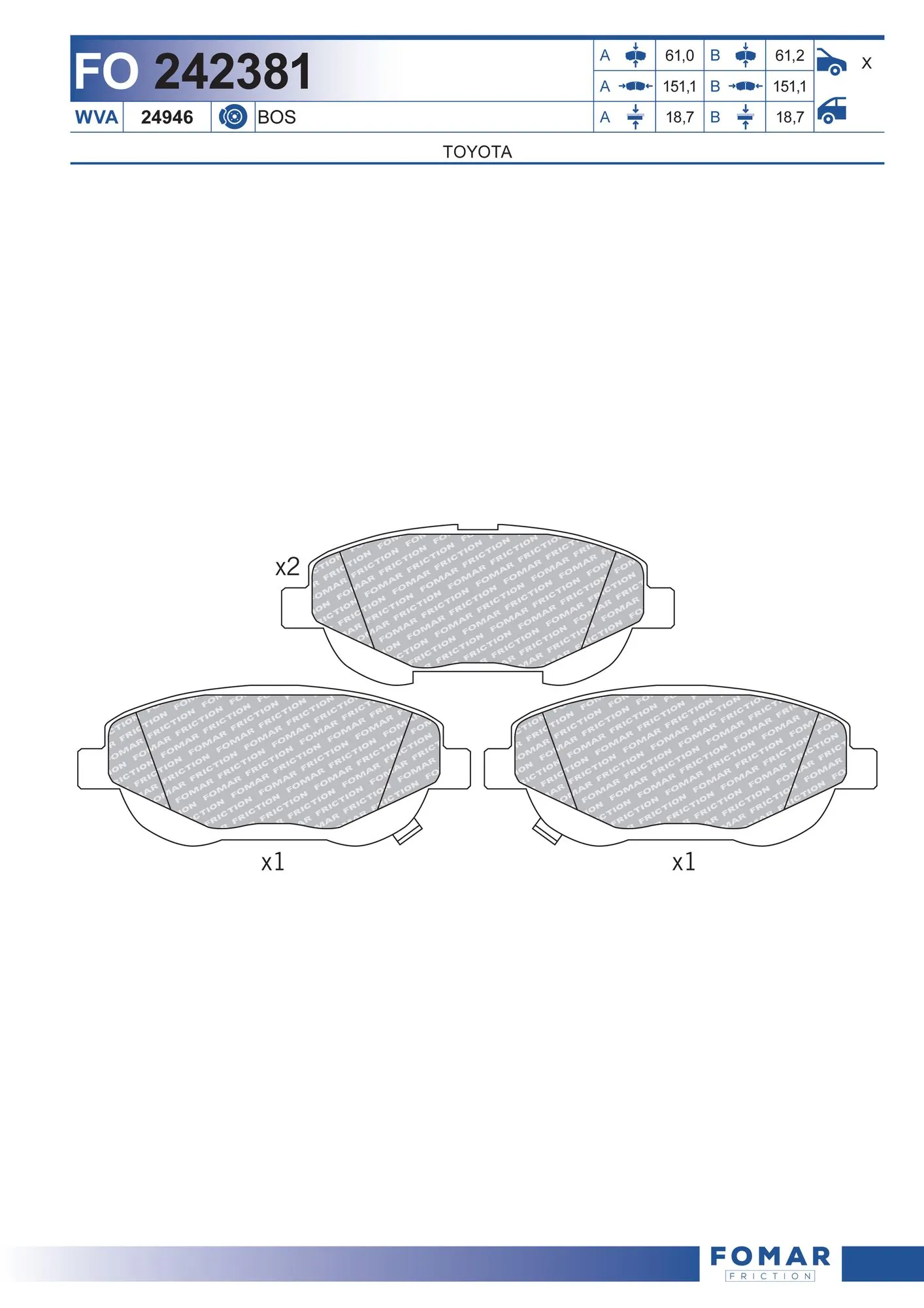 Brake Pad Set, disc brake FO 242381