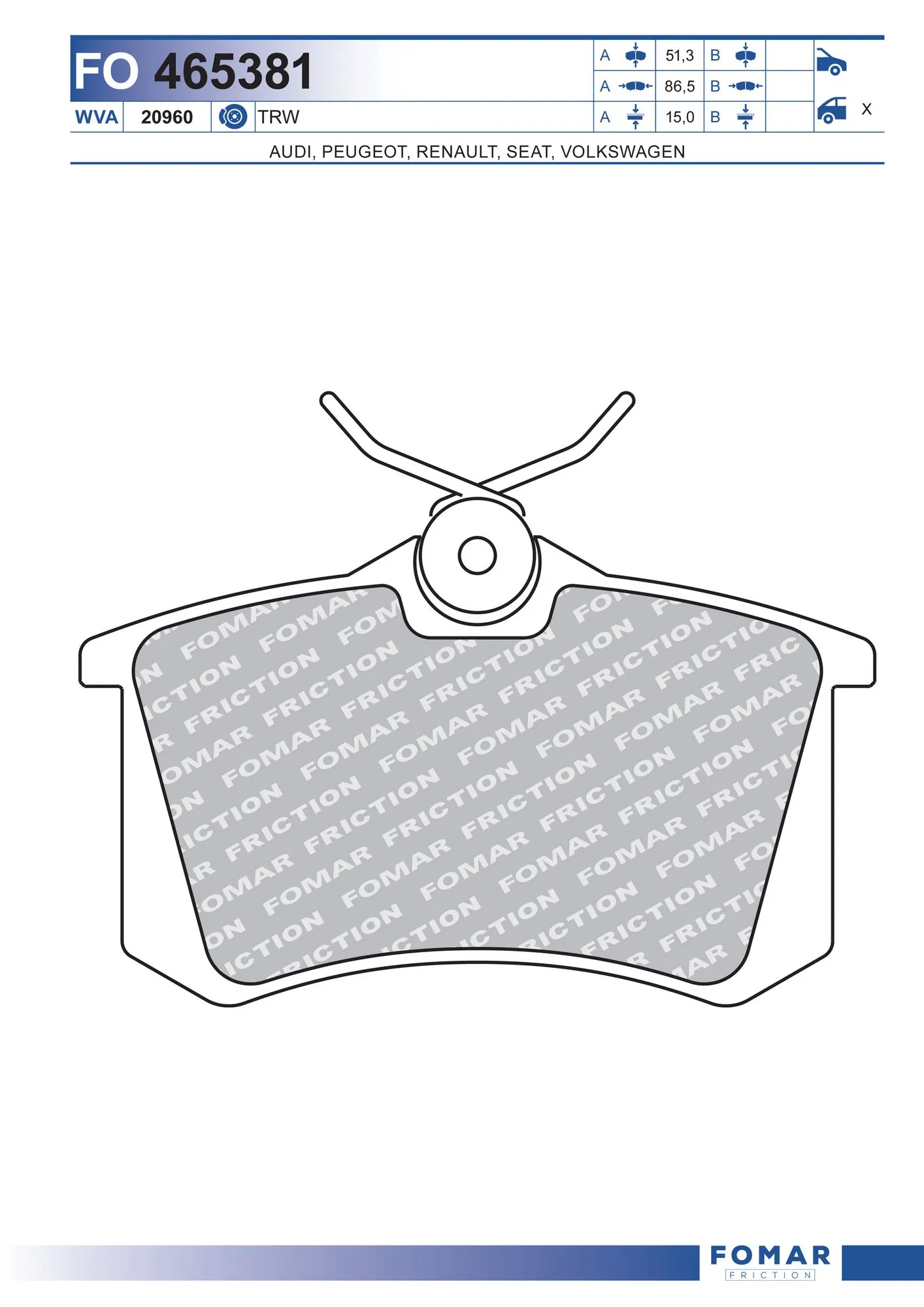 Brake Pad Set, disc brake FO 465381