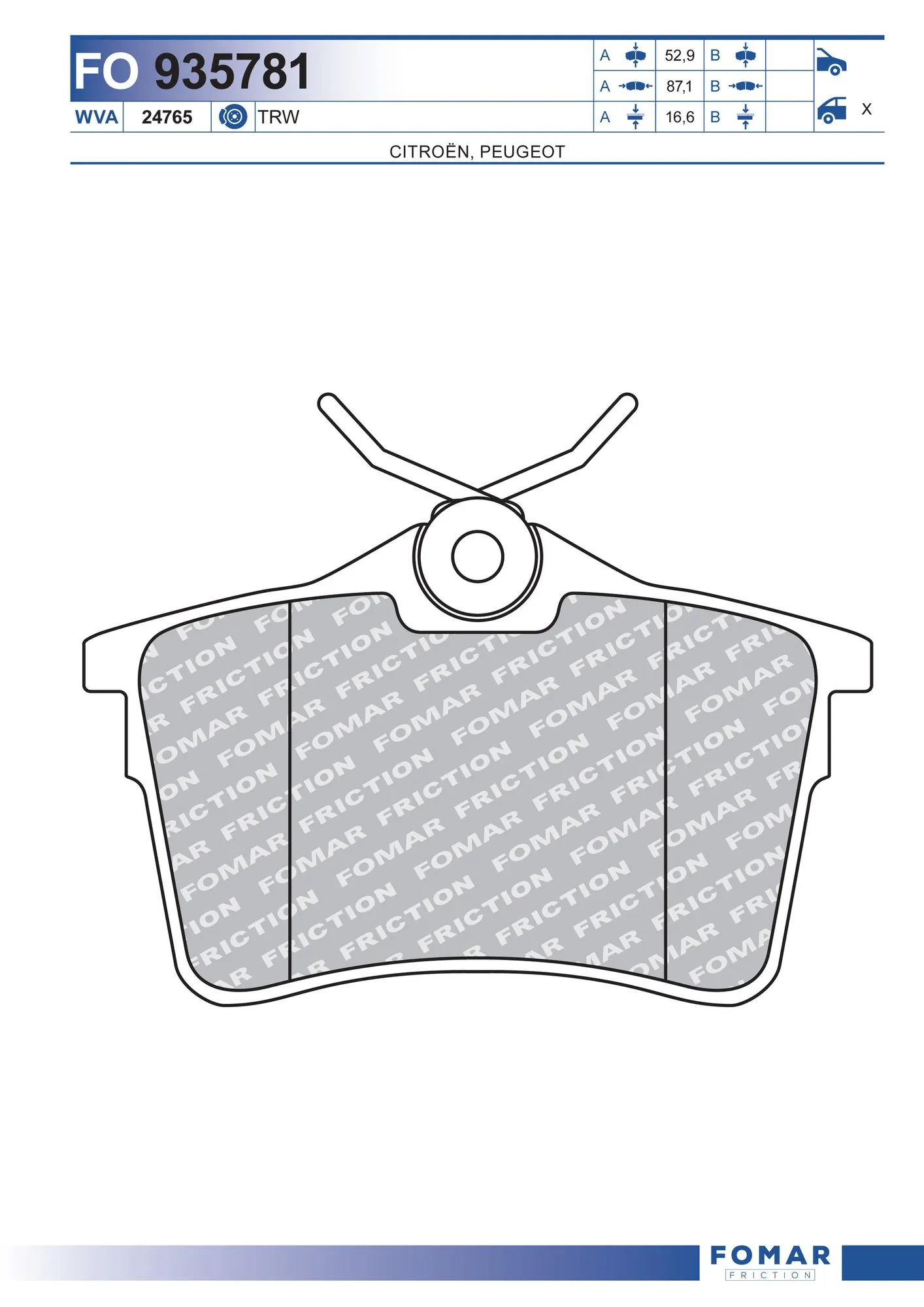 Brake Pad Set, disc brake FO 935781