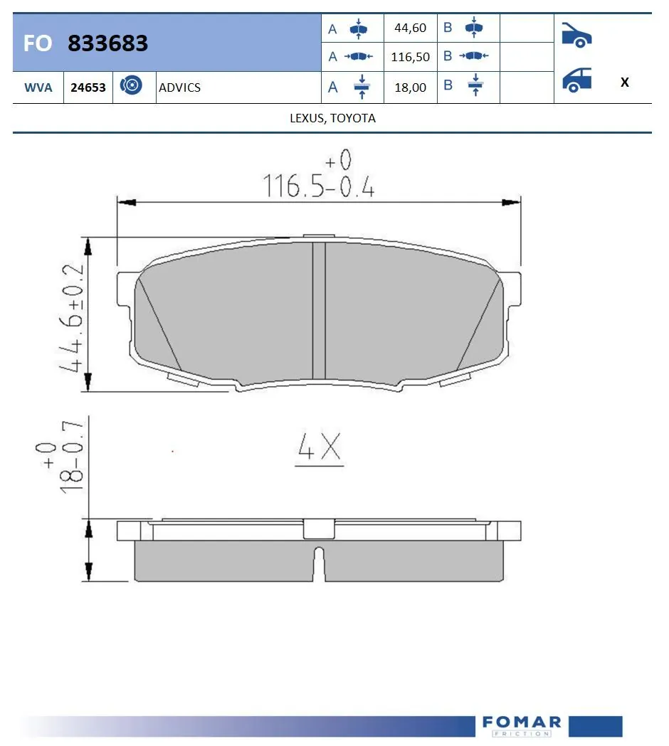 Brake Pad Set, disc brake FO 833683