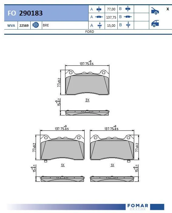 Brake Pad Set, disc brake FO 290183